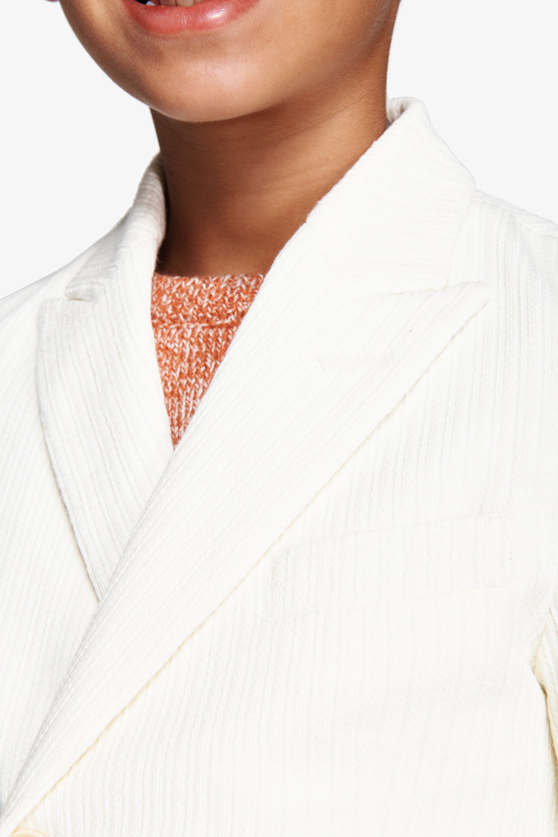 Giacca doppiopetto in jersey a coste panna Kids