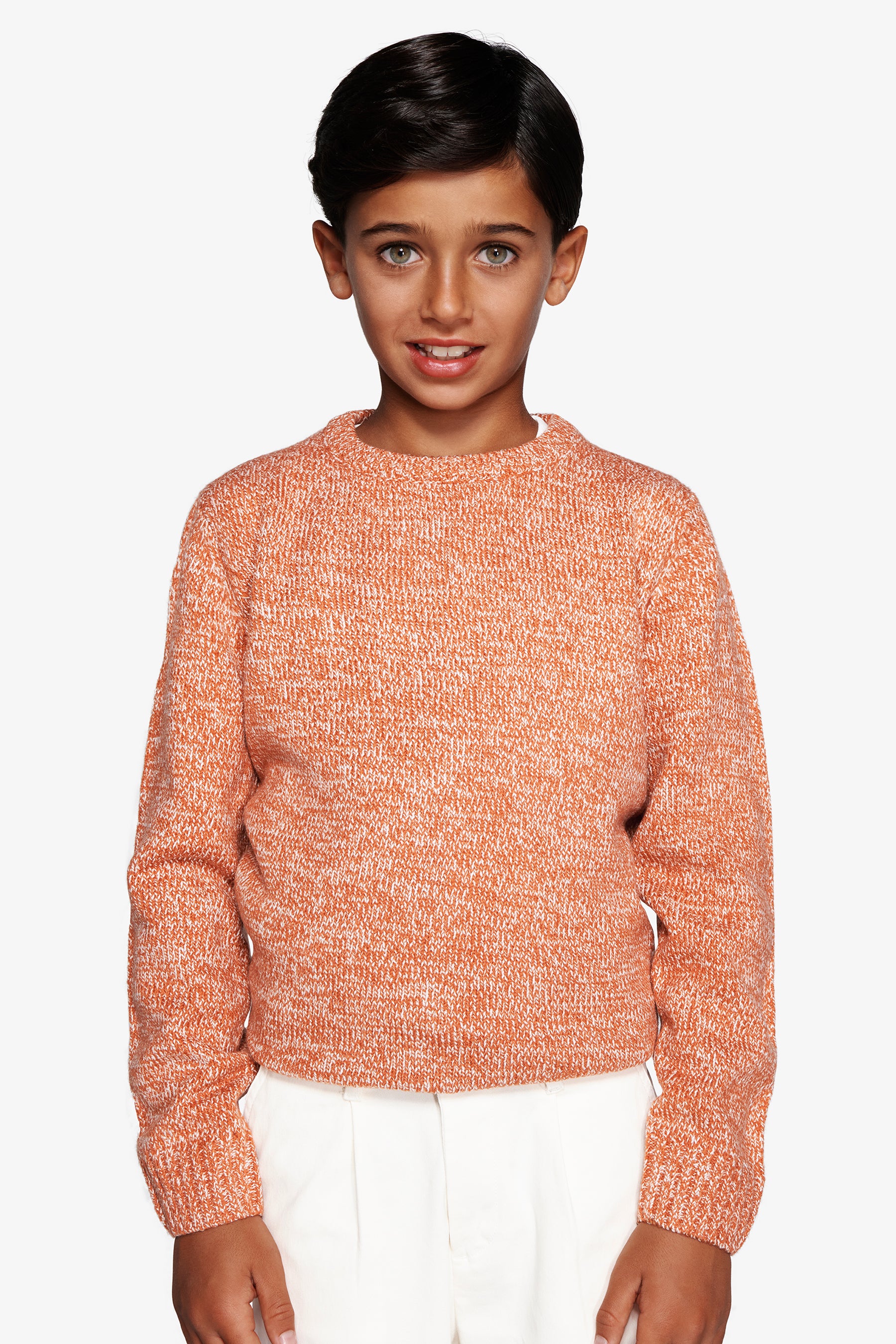 Maglia girocollo mouline' arancio Kids