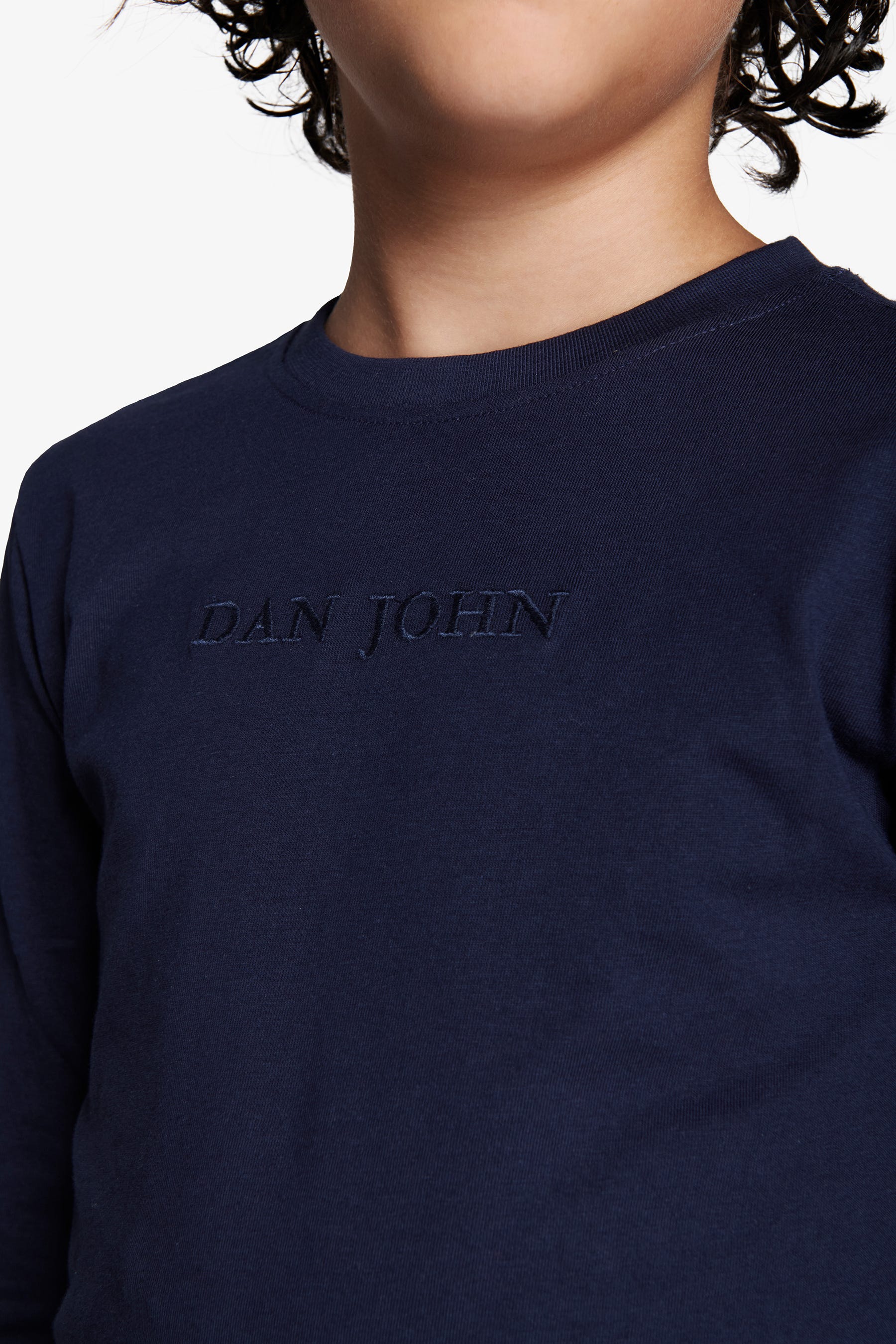 T-shirt con ricamo blu Kids-Dan John