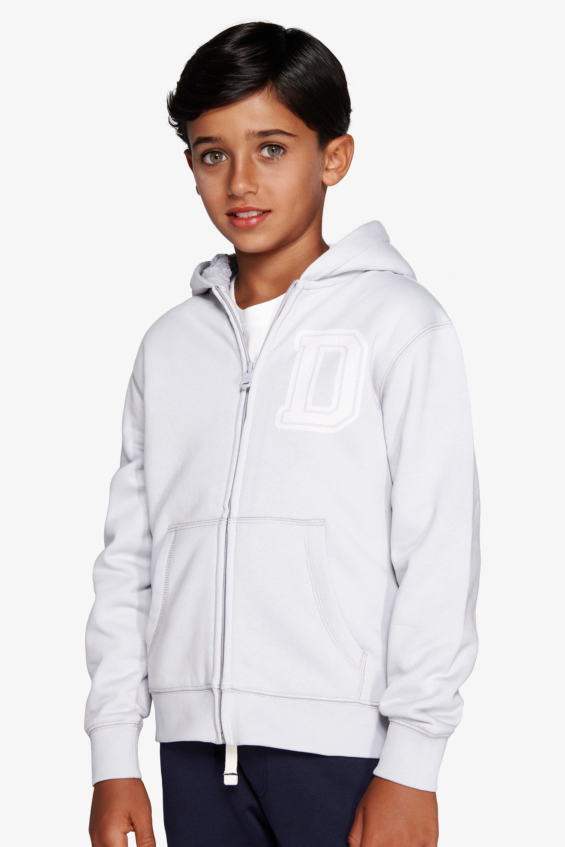 Felpa full zip cappuccio celeste Kids-Dan John