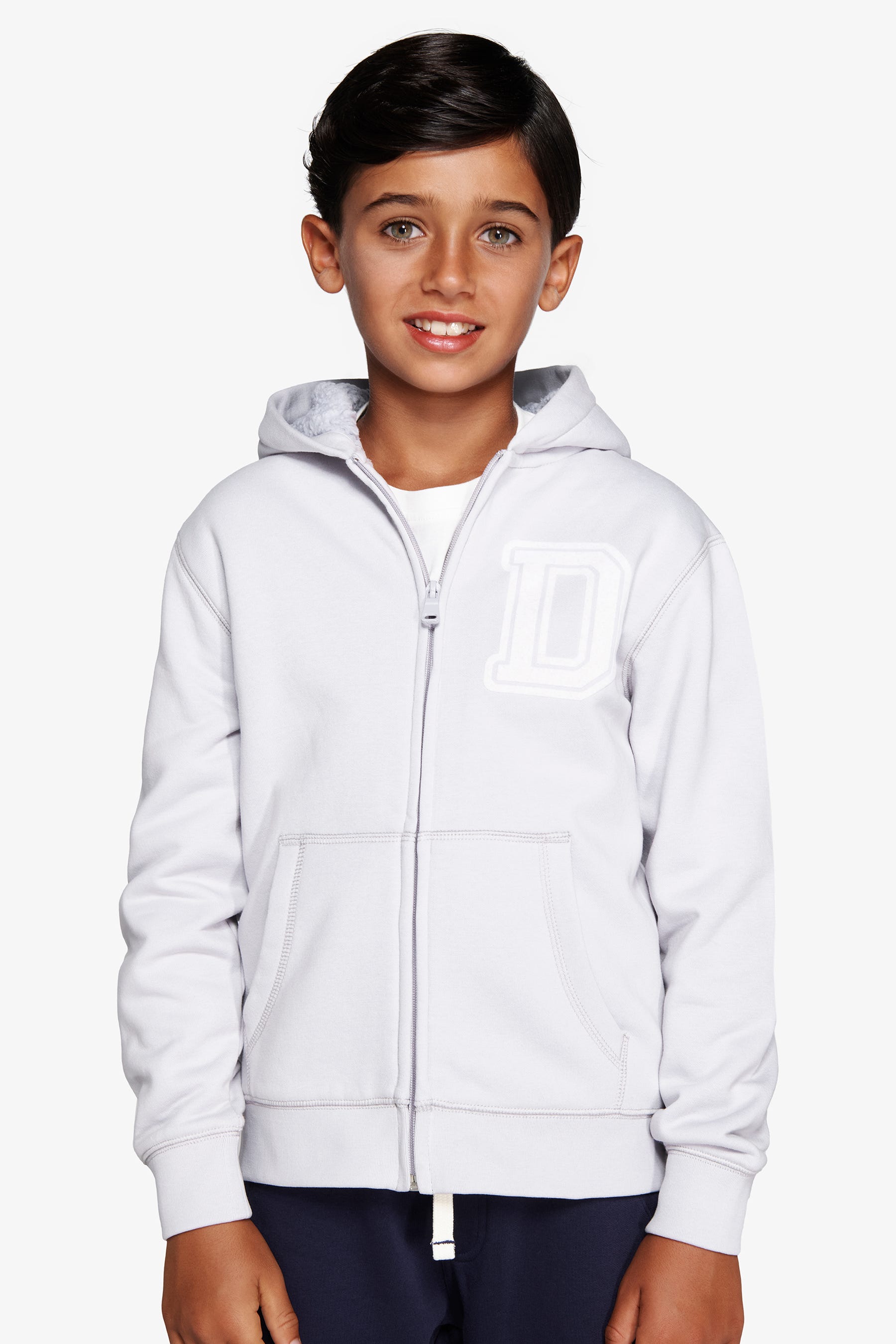 Felpa full zip cappuccio celeste Kids-Dan John