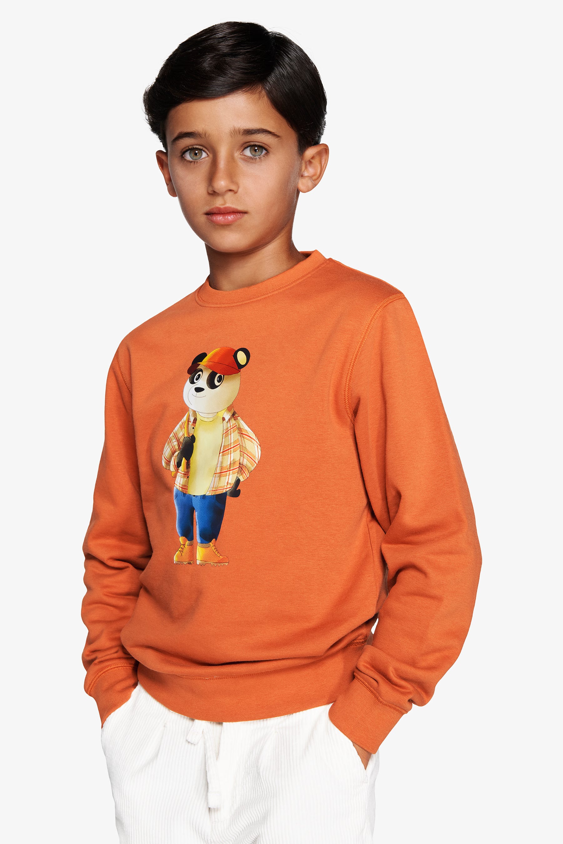 Felpa girocollo con stampa arancio Kids-Dan John