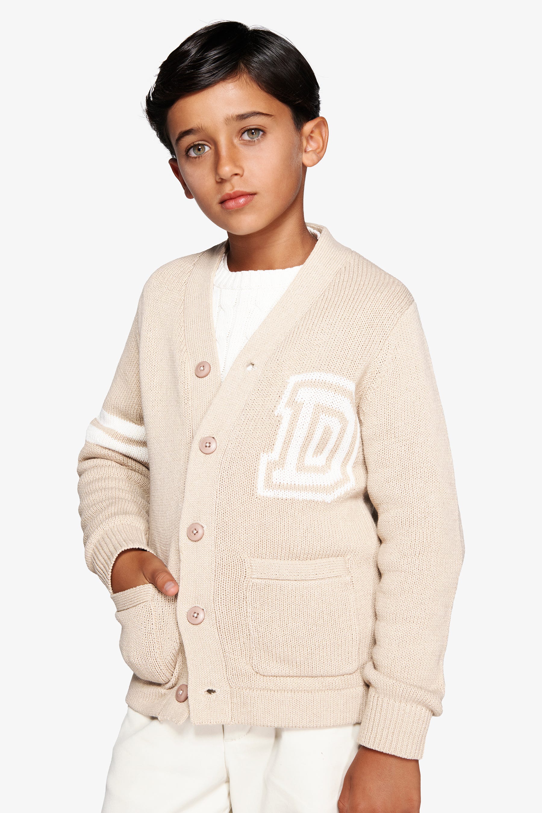 Cardigan scollo a V corda Kids-Dan John