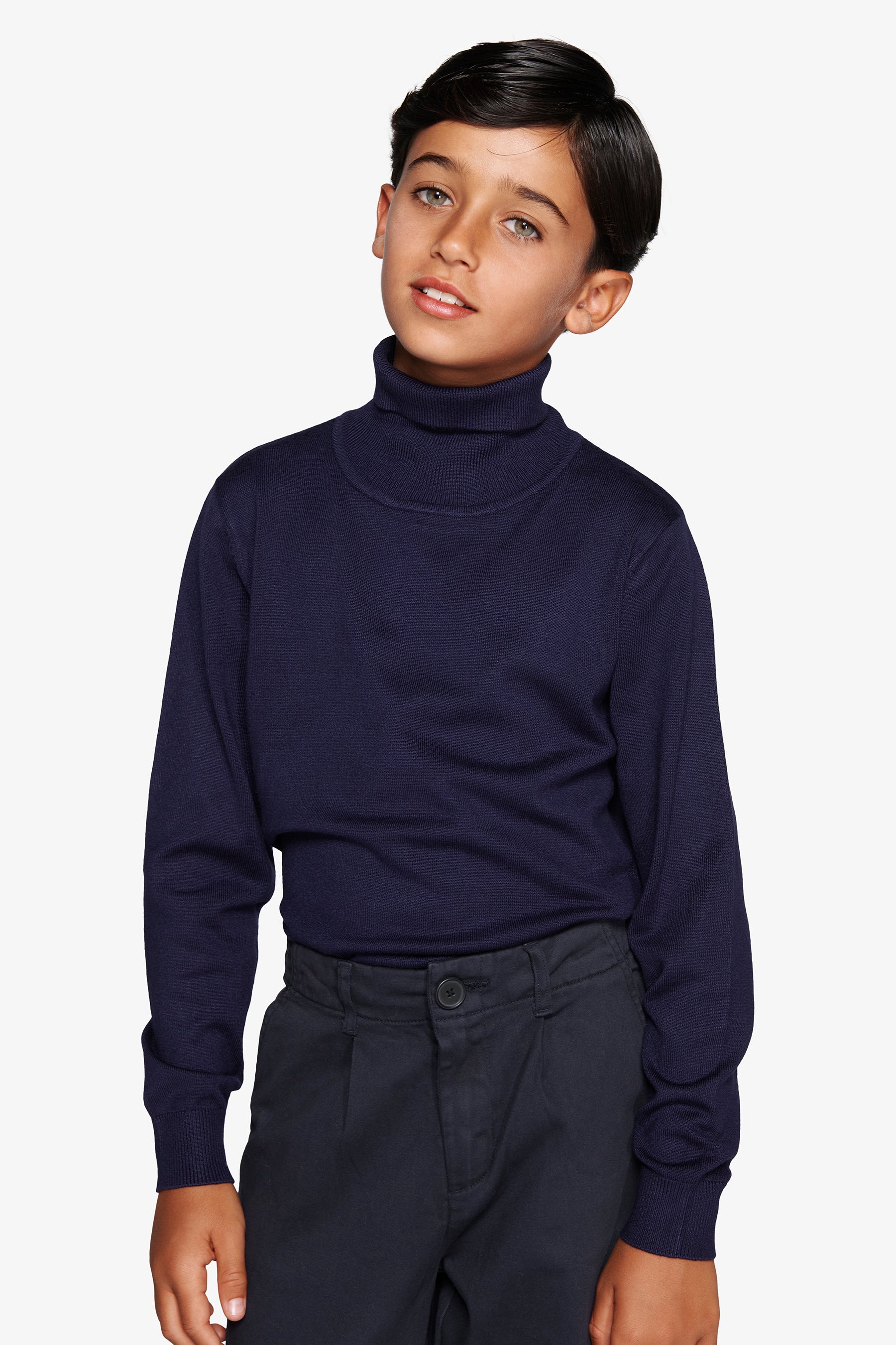 KIDS Blue basic knit turtleneck