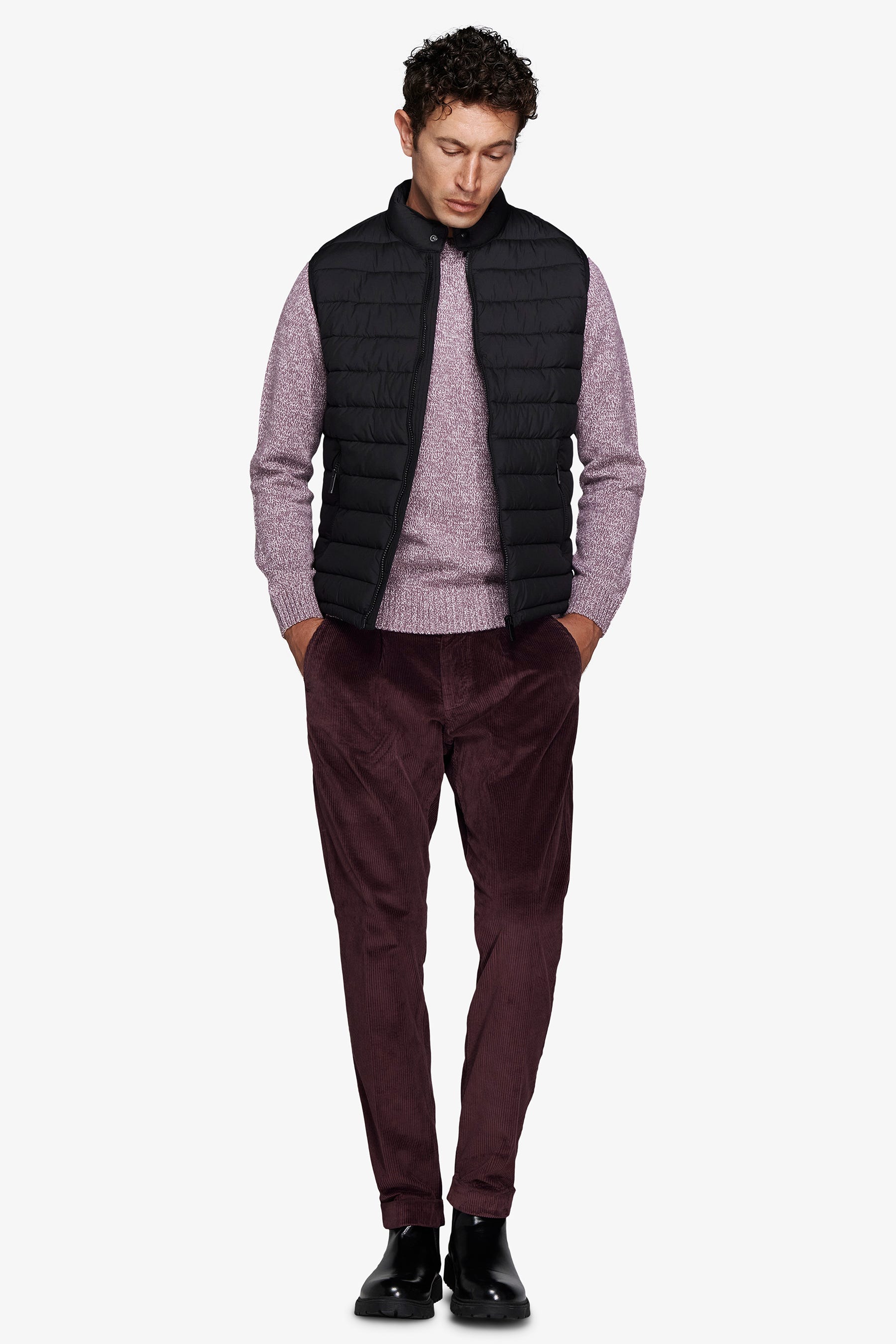 Gilet full zip trapuntato nero-Dan John