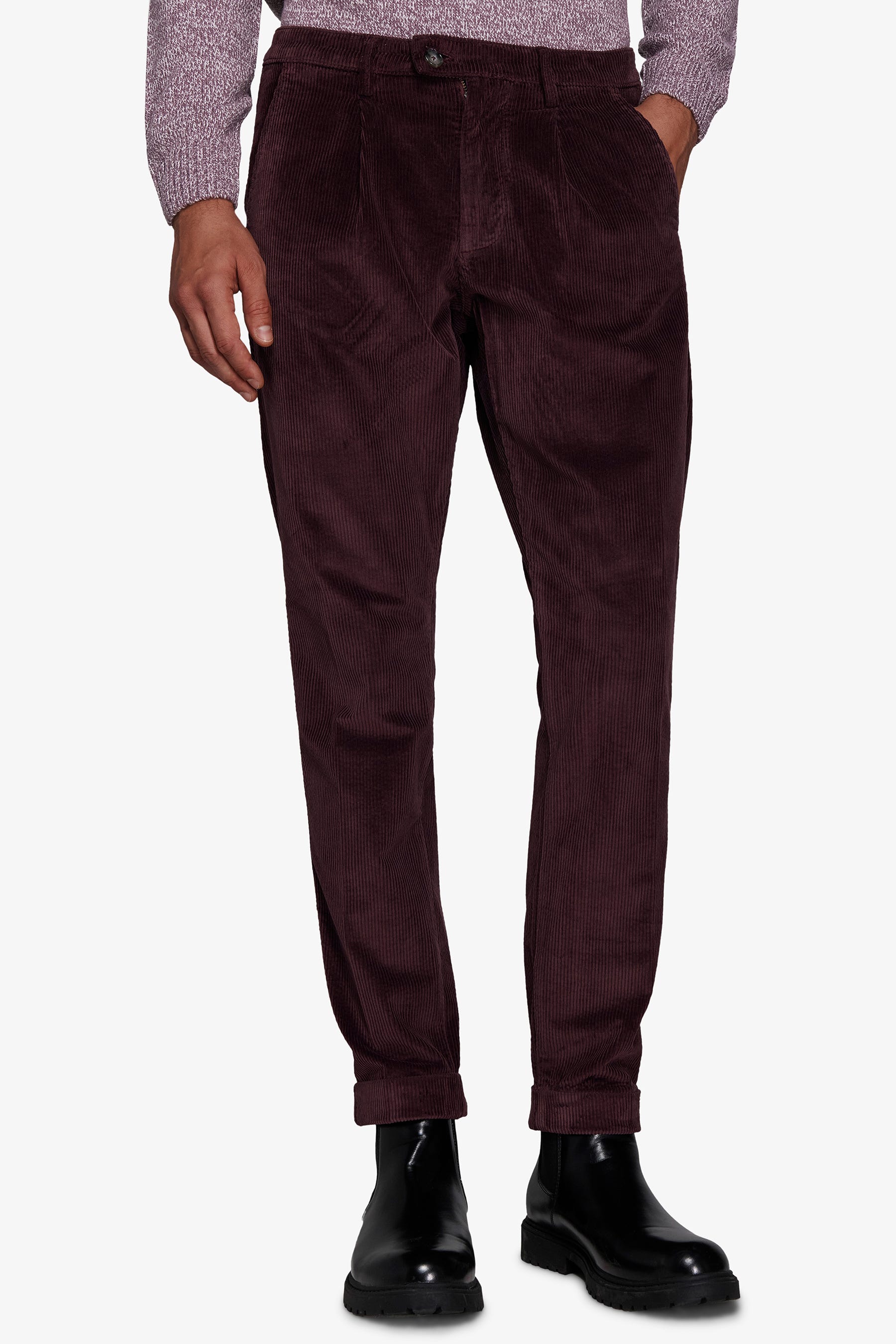 Pantaloni velluto millerighe bordeaux-Dan John