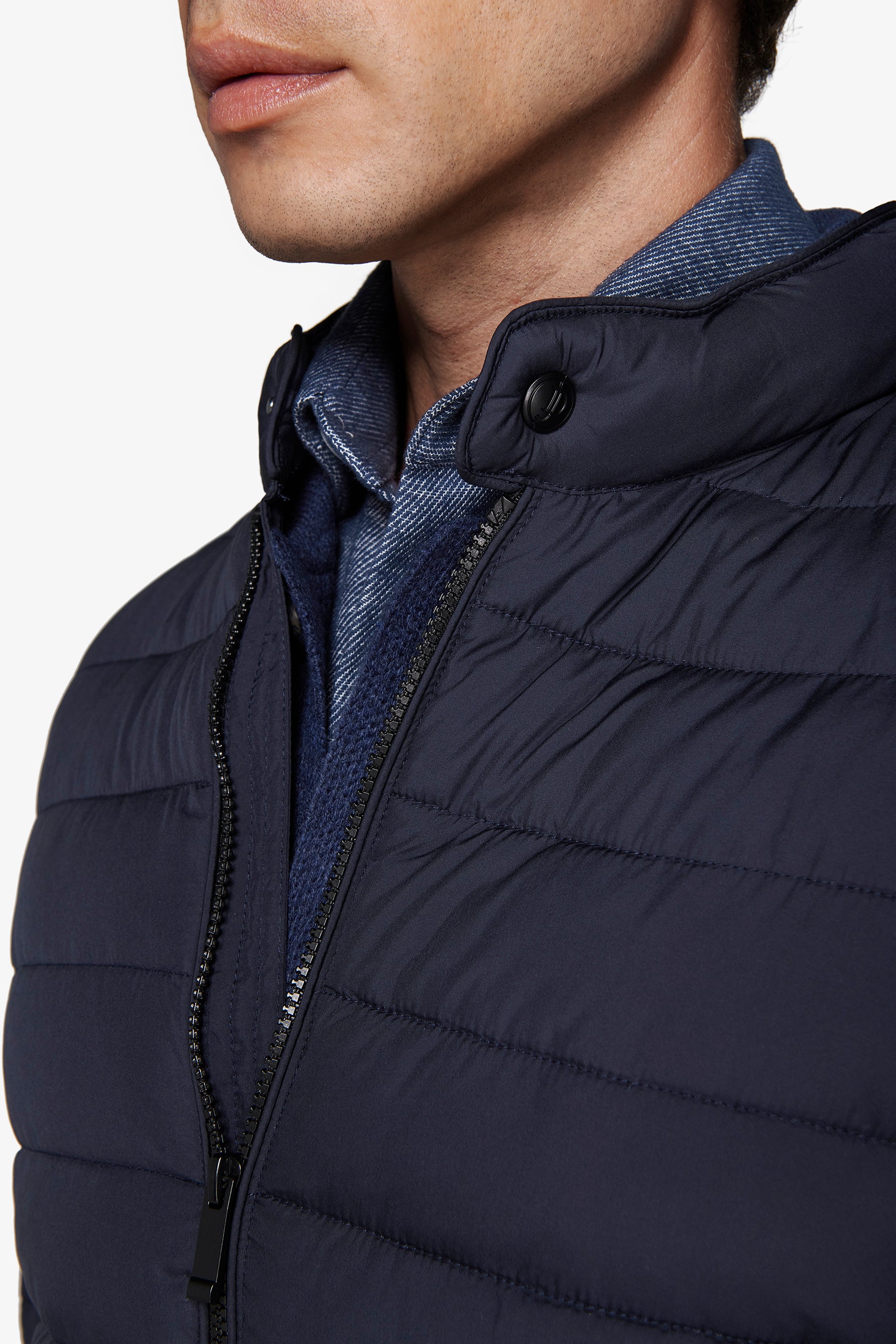 Plumífero cremallera completa pespunteado azul