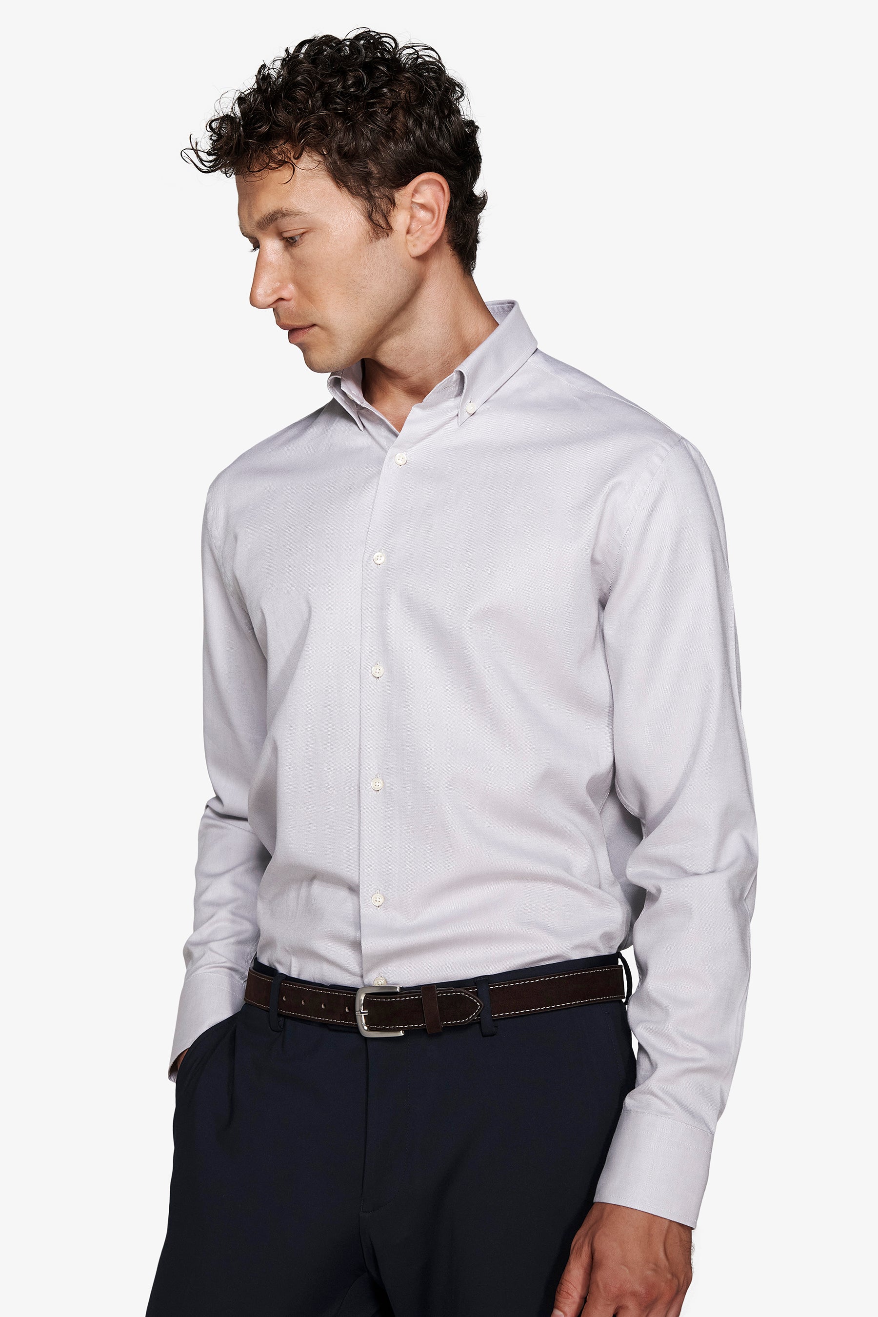 Camicia oxford button down grigio chiaro