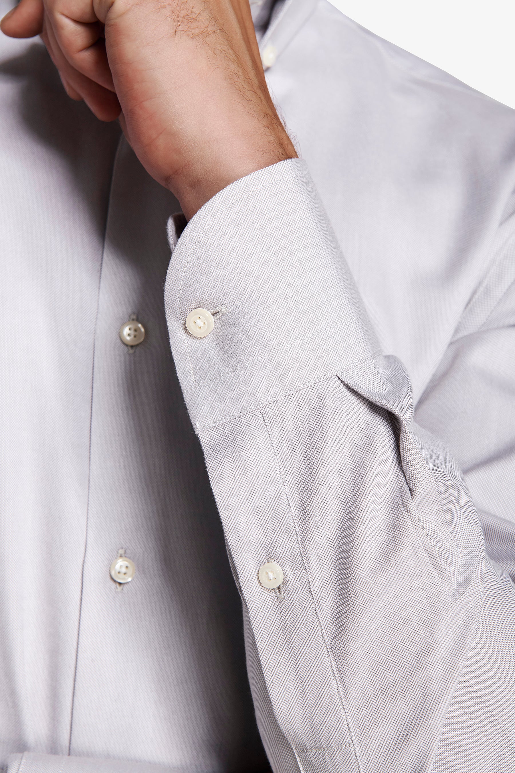 Chemise Oxford boutonnée gris clair