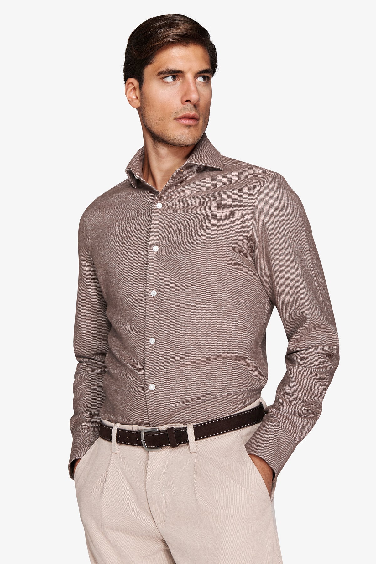 CAMICIA FLANELLA MELANGE TORTORA-Dan John
