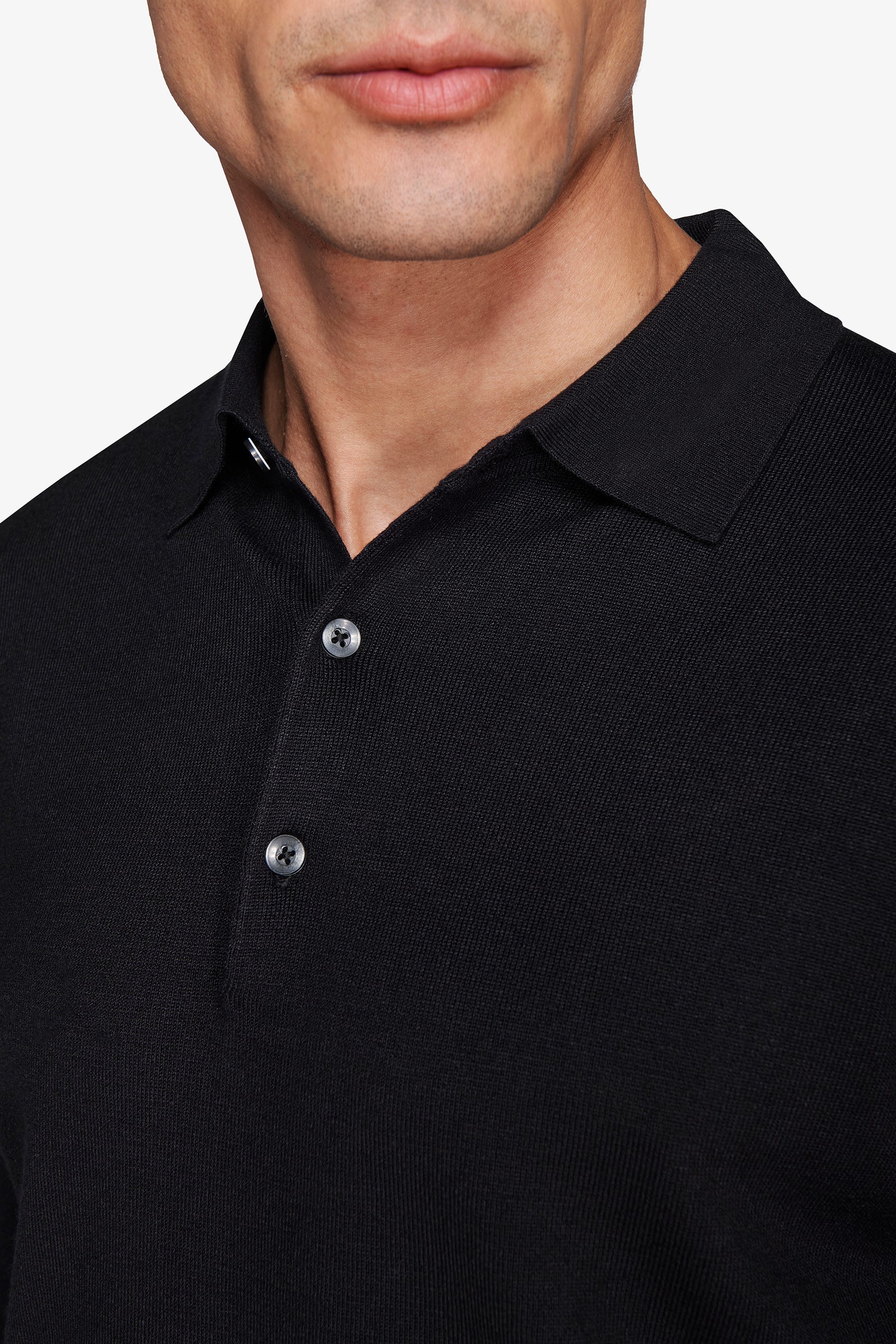 Polo in maglia con bottoni basic nero-Dan John