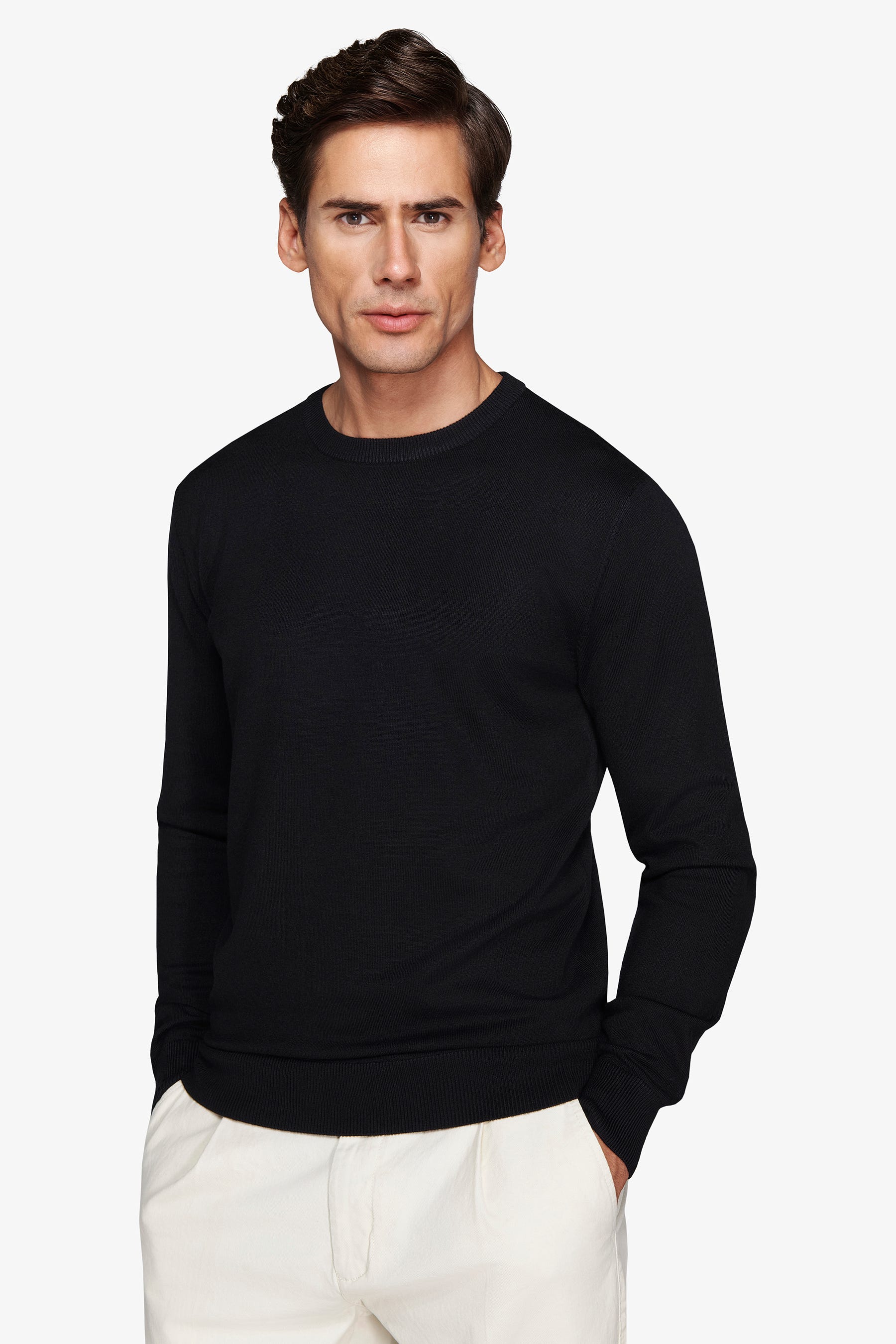 Maglia girocollo basic nero-Dan John