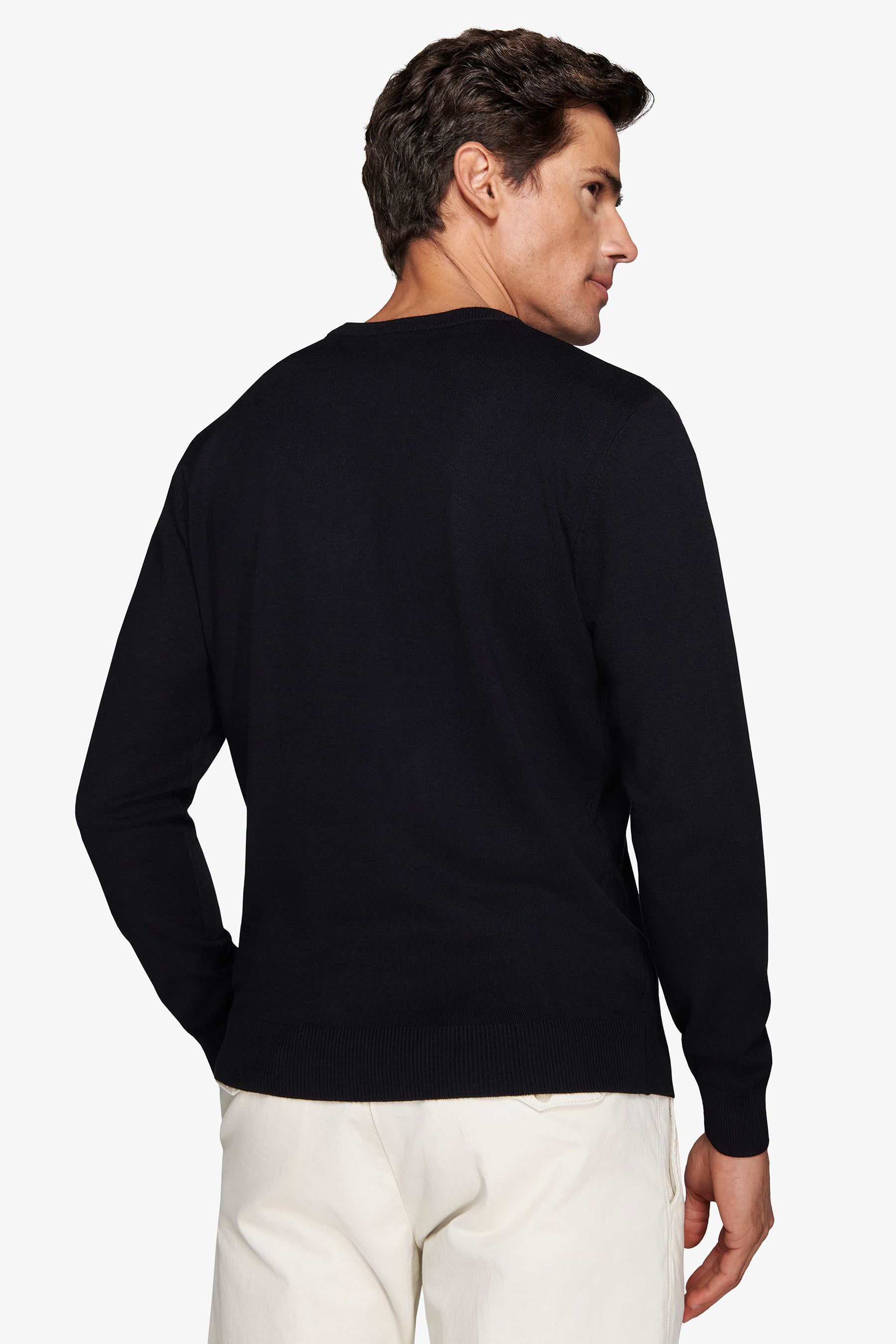 Black basic crew-neck jumper