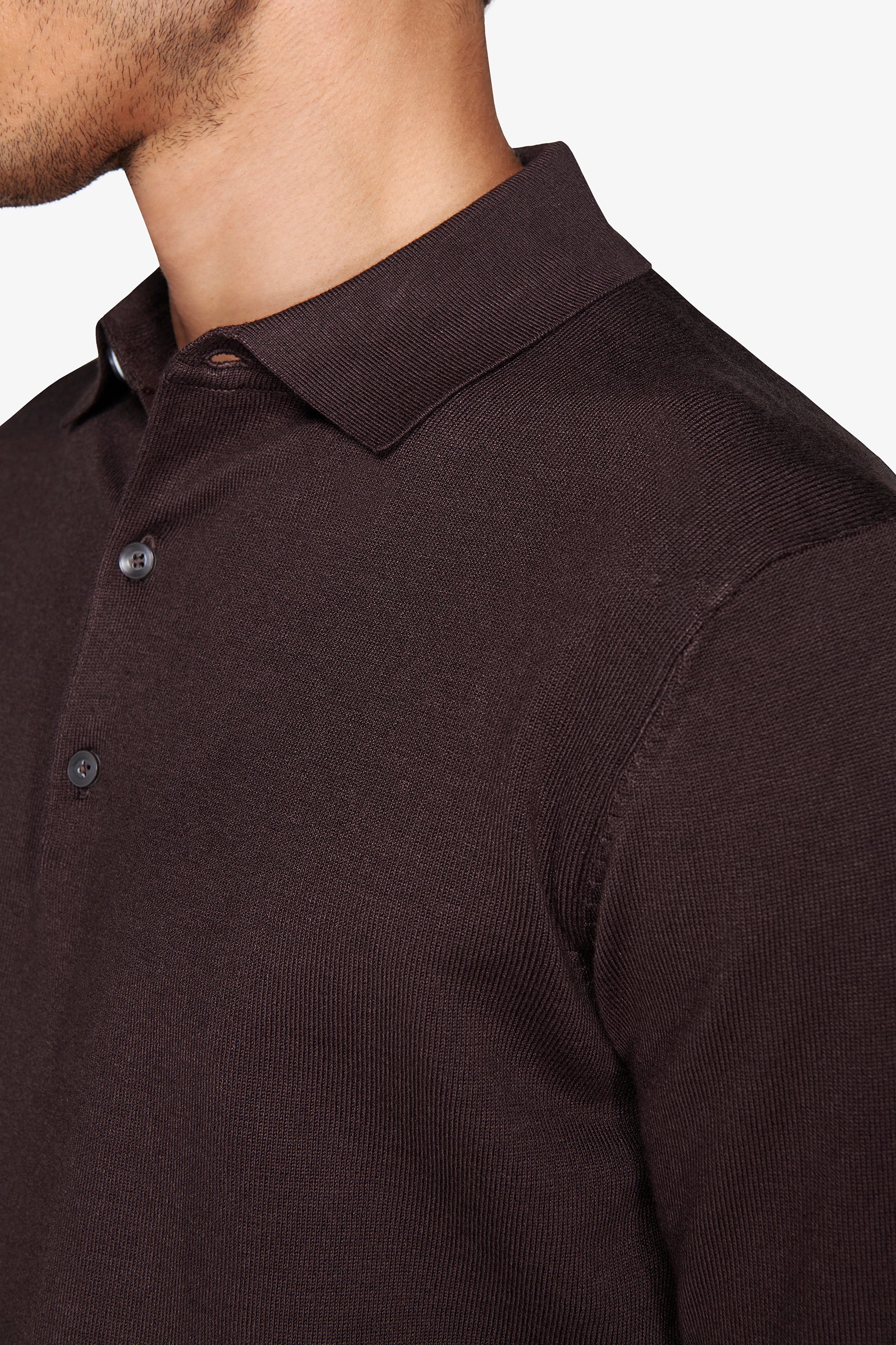 Brown knitted polo shirt with buttons
