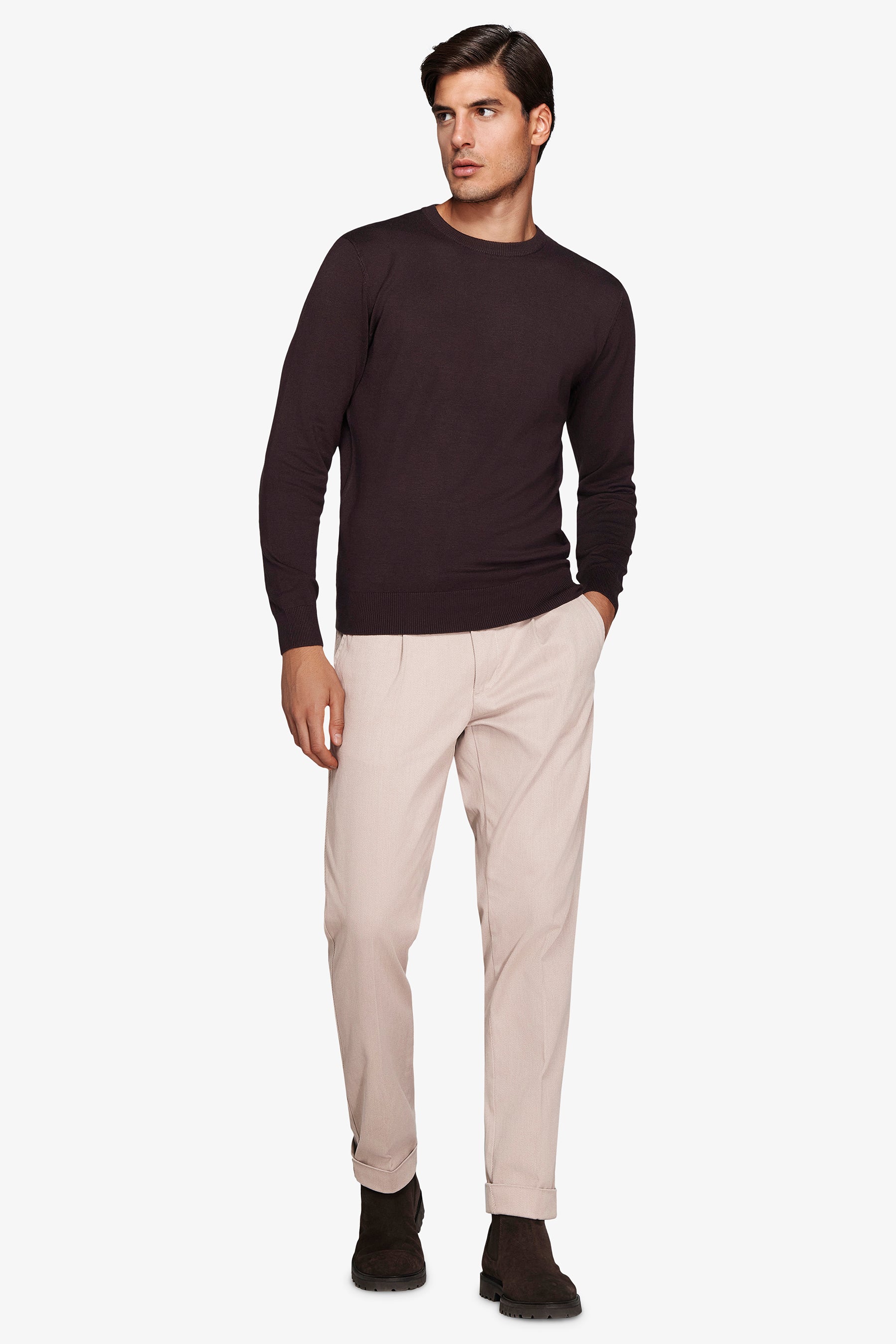 Brown basic crewneck jumper