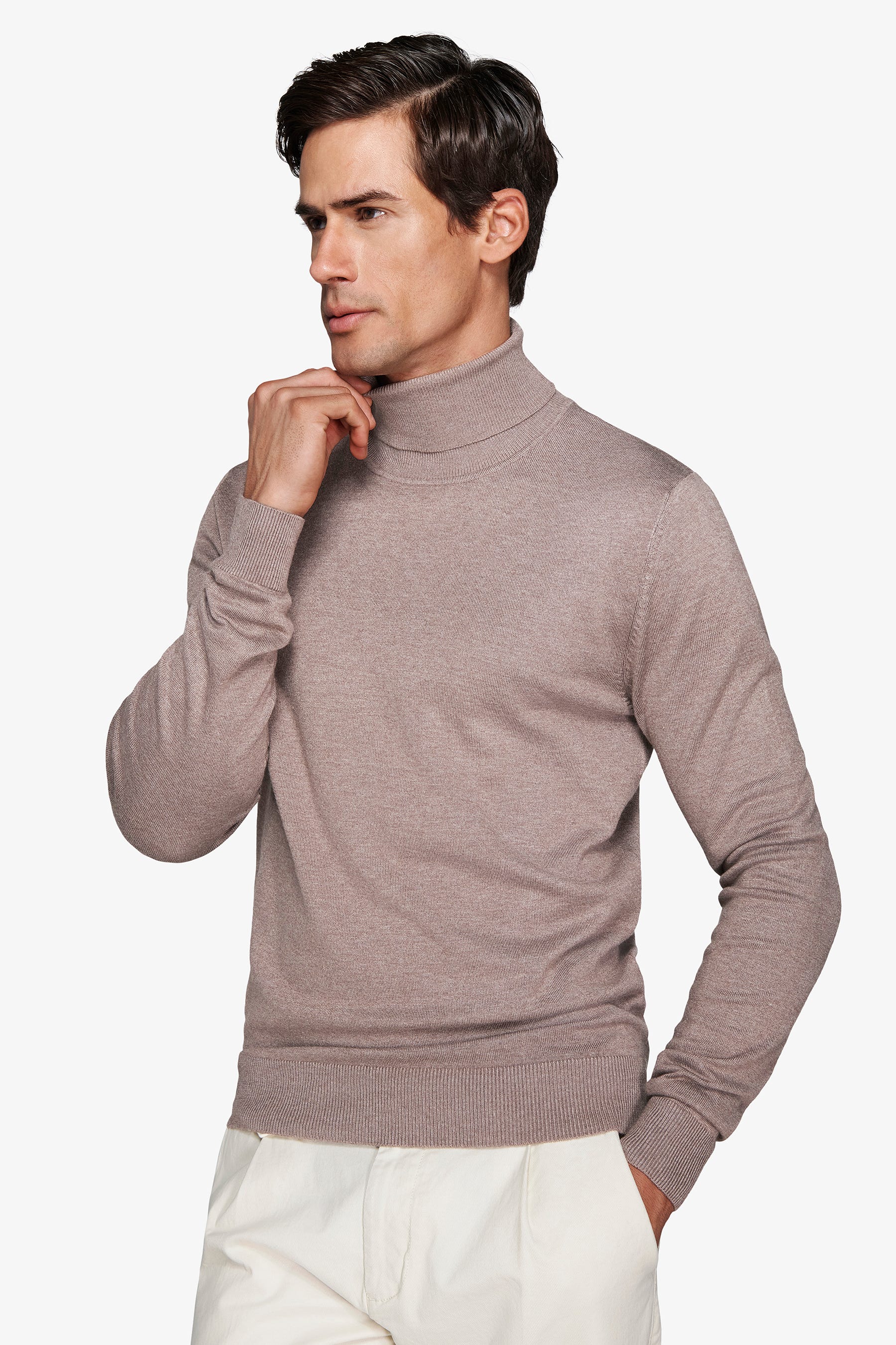 Maglia dolcevita basic tortora-Dan John