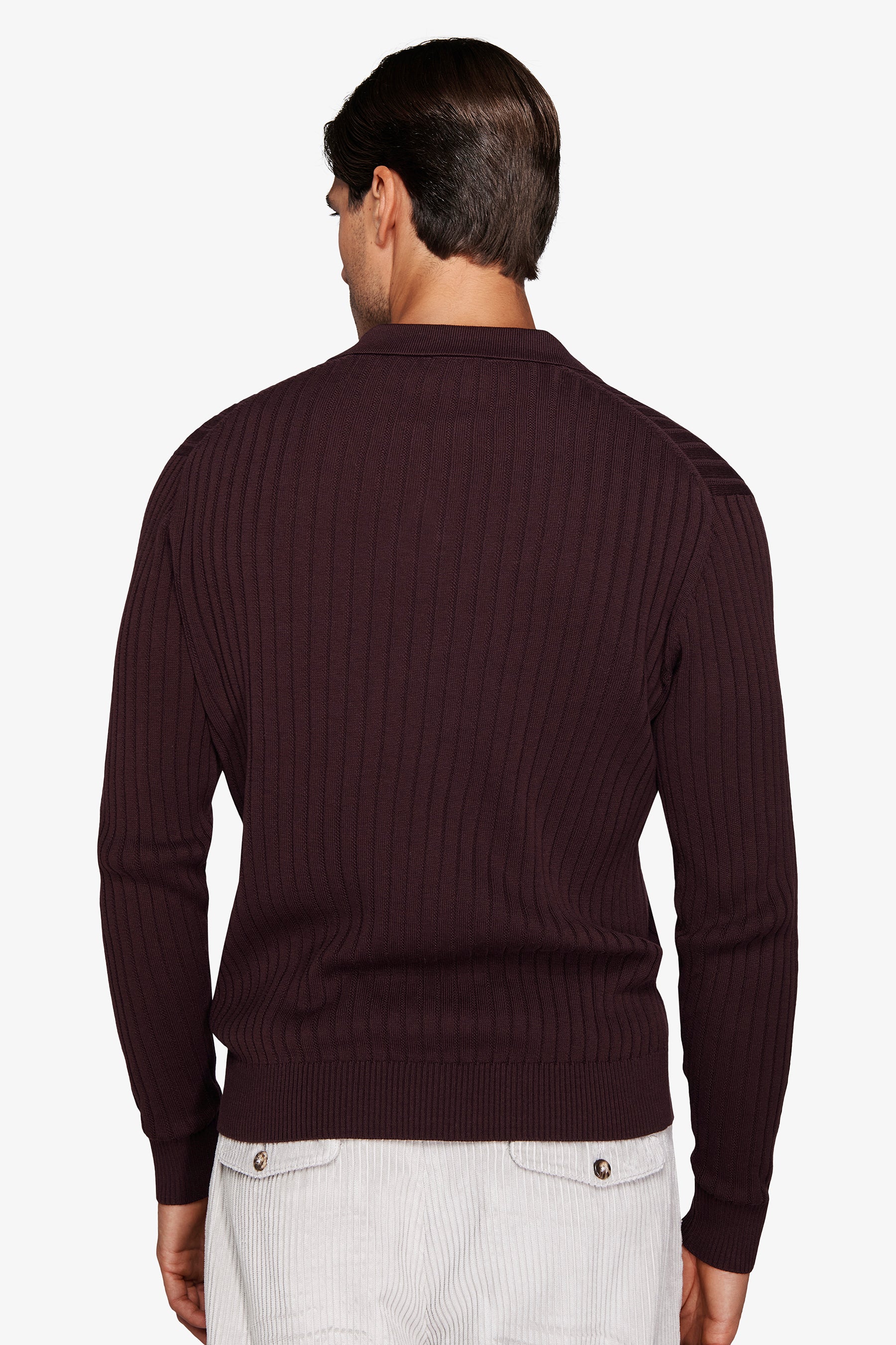Burgundy flat ribbed knit polo