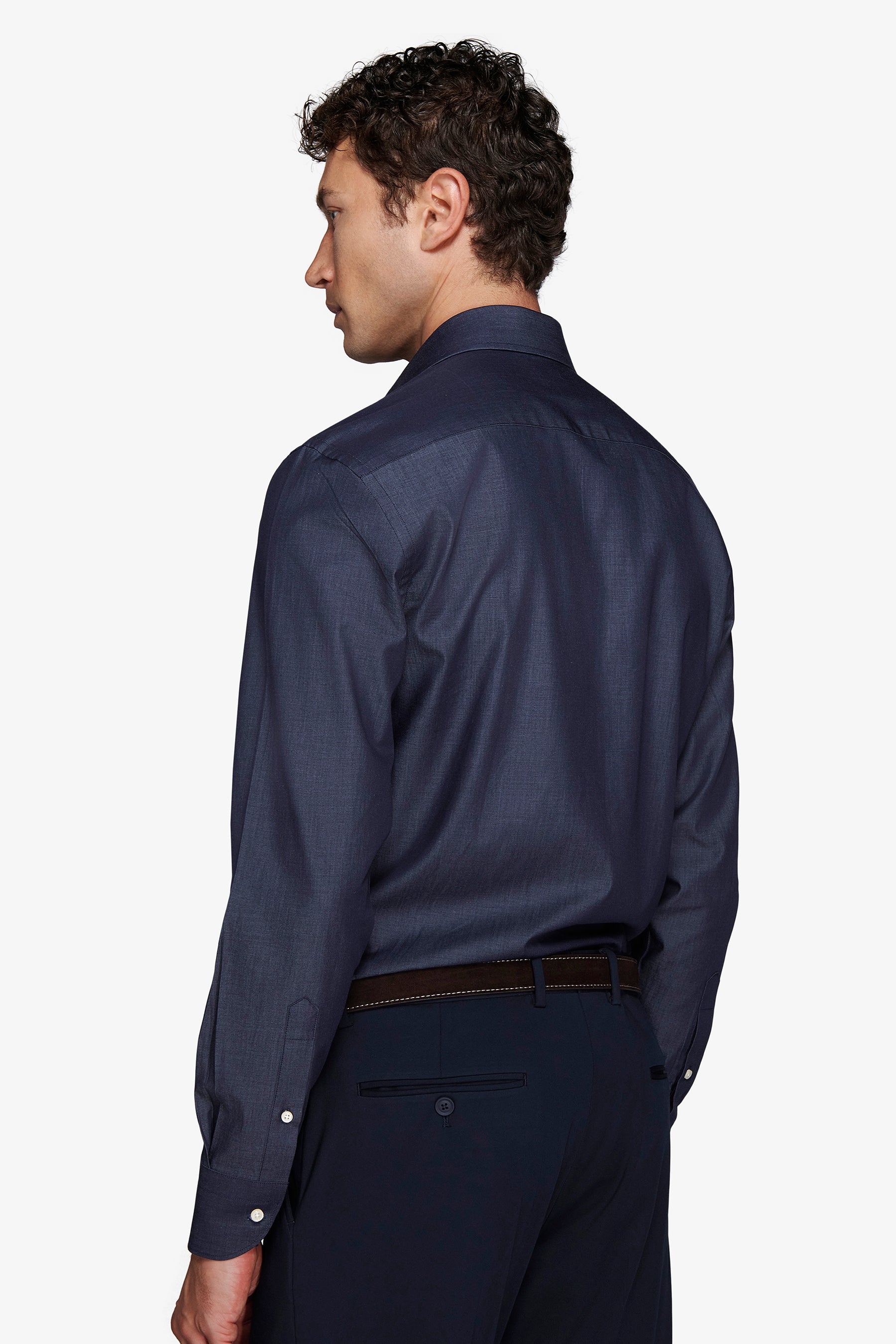 Denim effect slim gabardine shirt