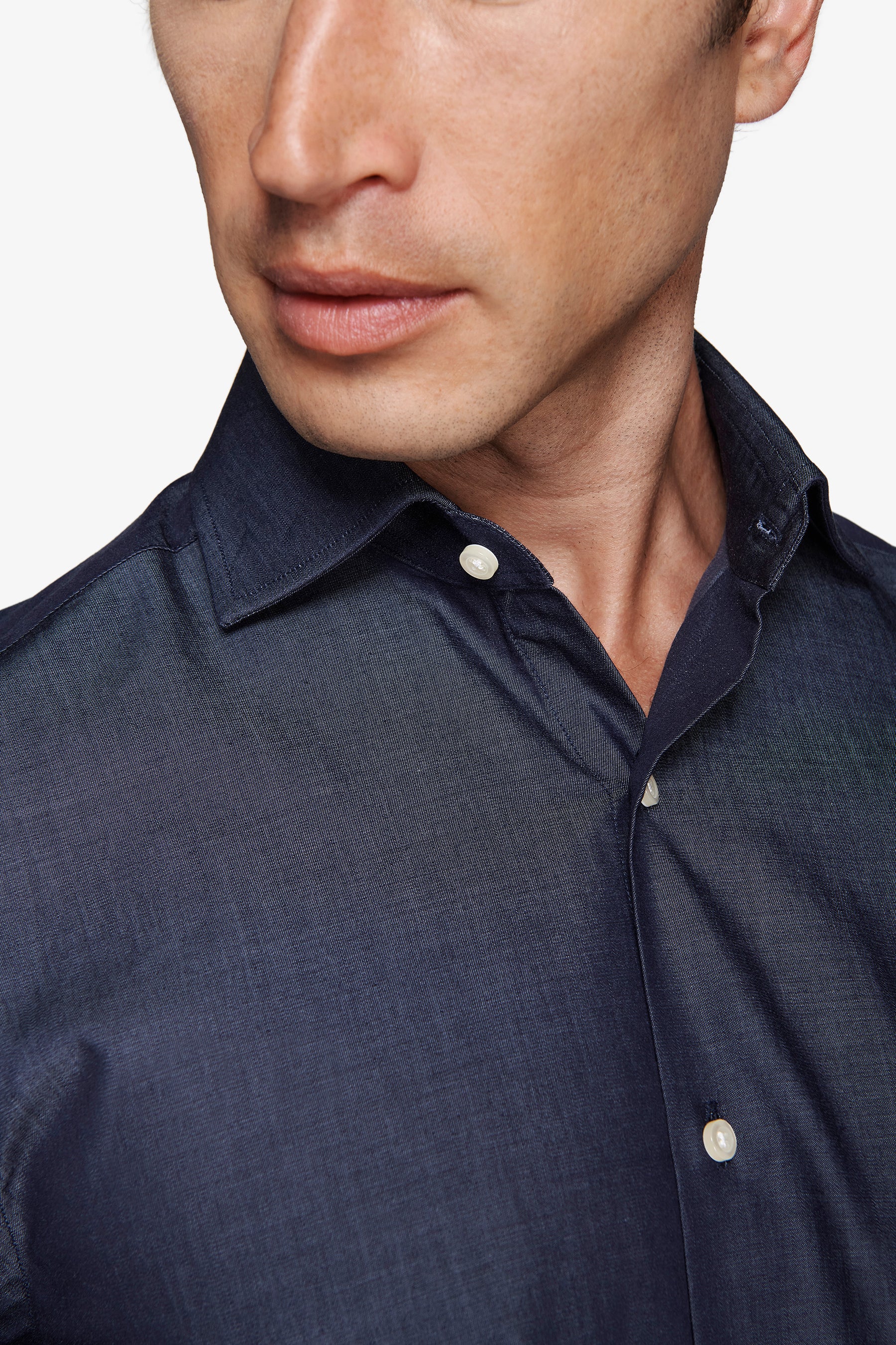 Camicia gabardina effetto denim slim