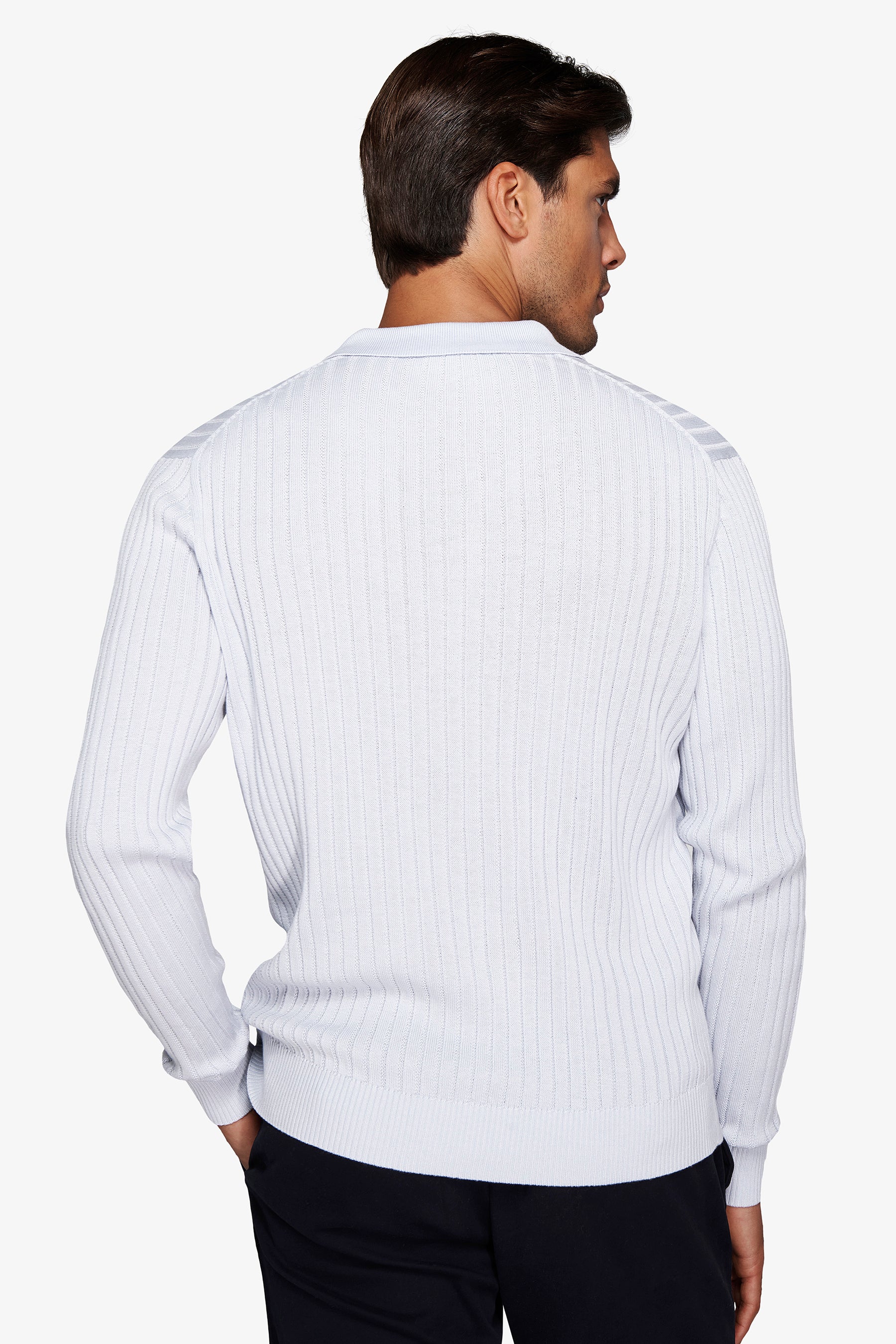 Polo in maglia collo aperto costa piatta celeste