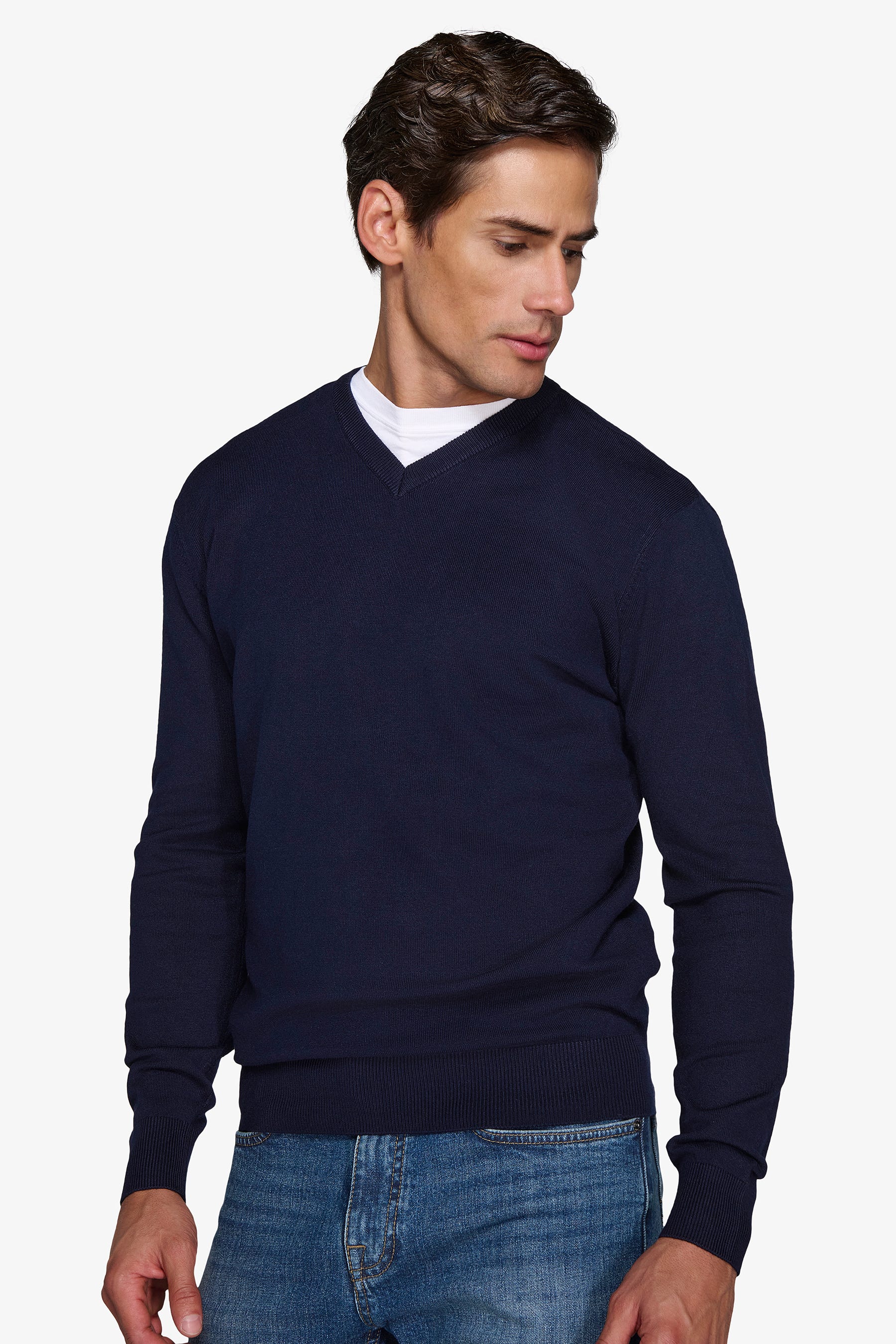 Maglia scollo a V blu-Dan John