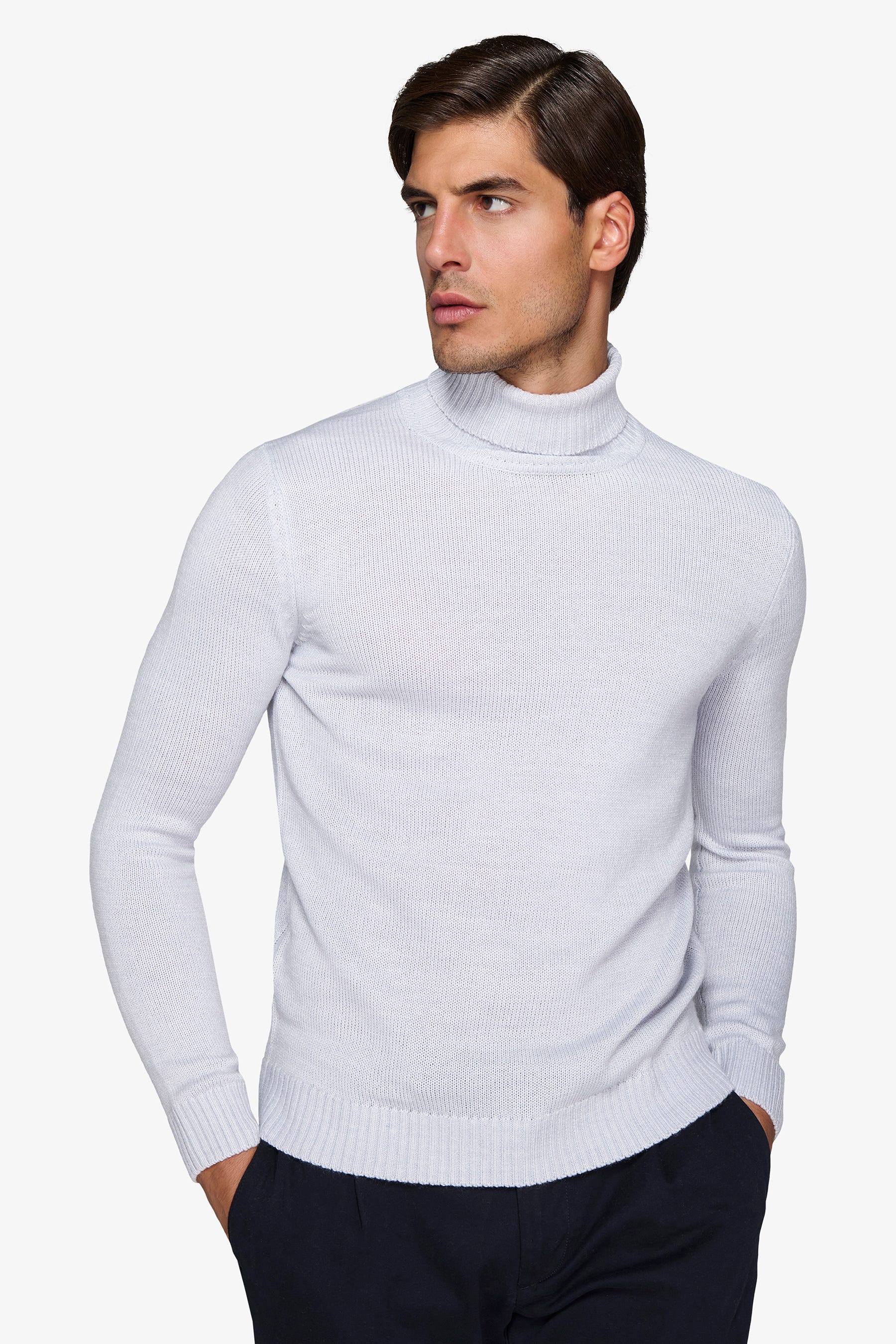 Maglia dolcevita effetto lambswool celeste-Dan John