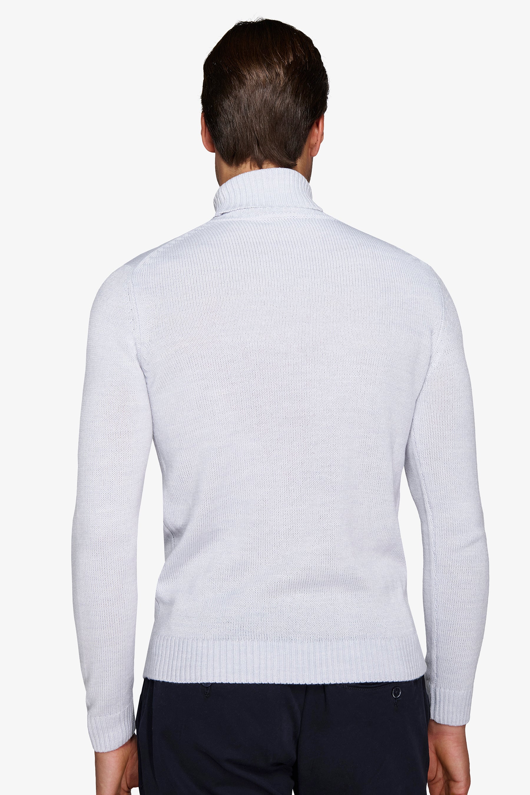 Pull à col roulé bleu clair effet lambswool