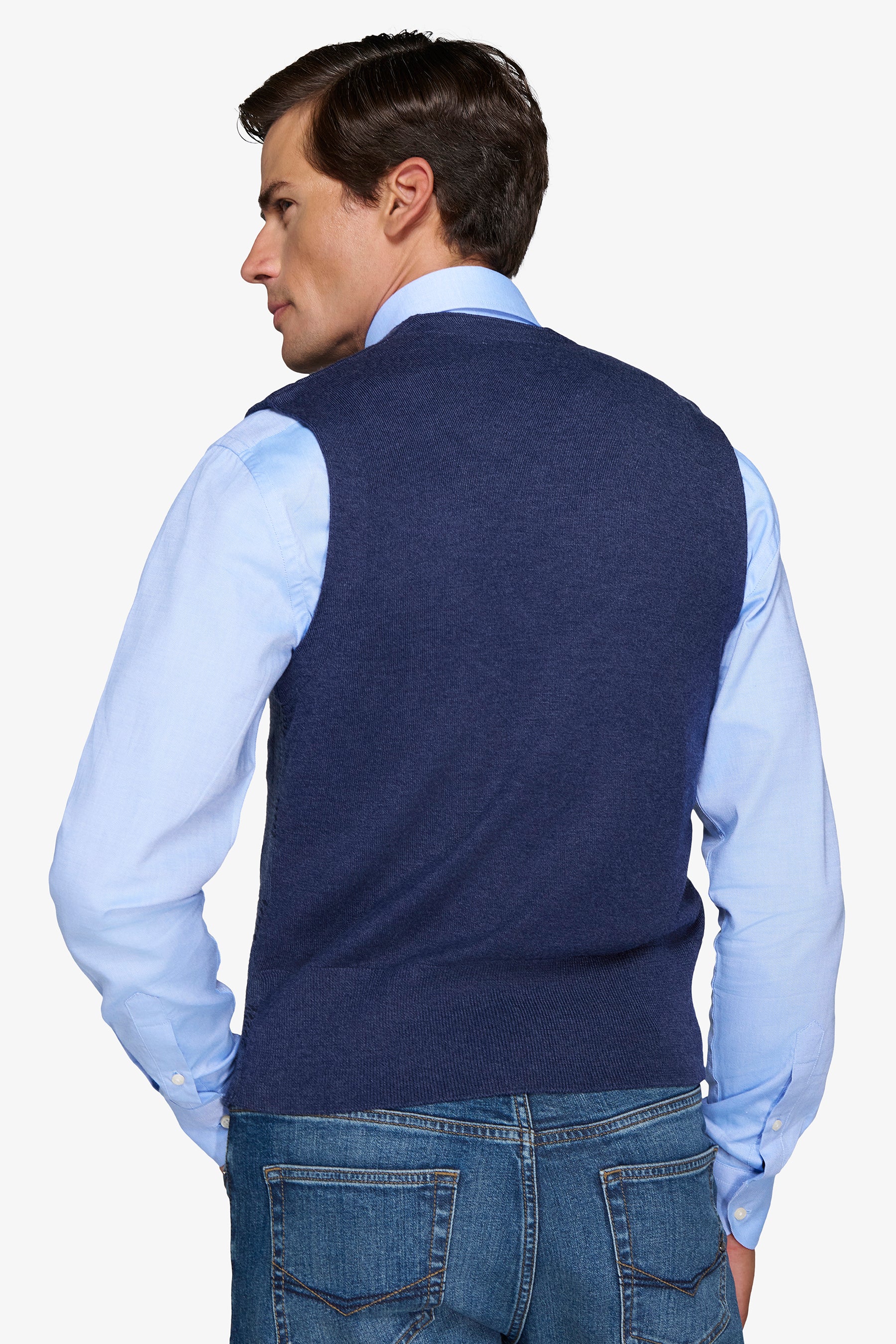 Avion blue double-breasted knit vest
