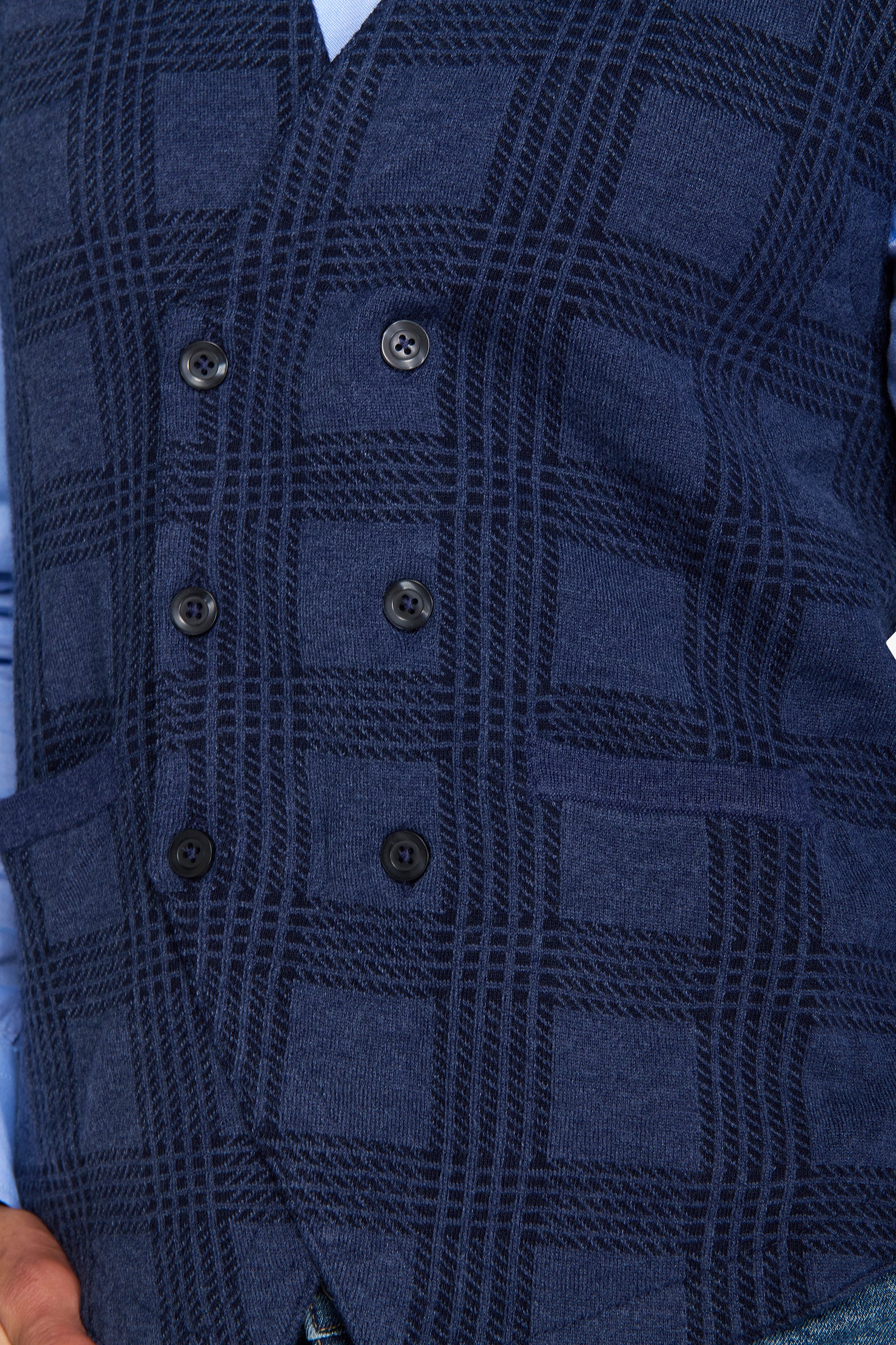 Avion blue double-breasted knit vest