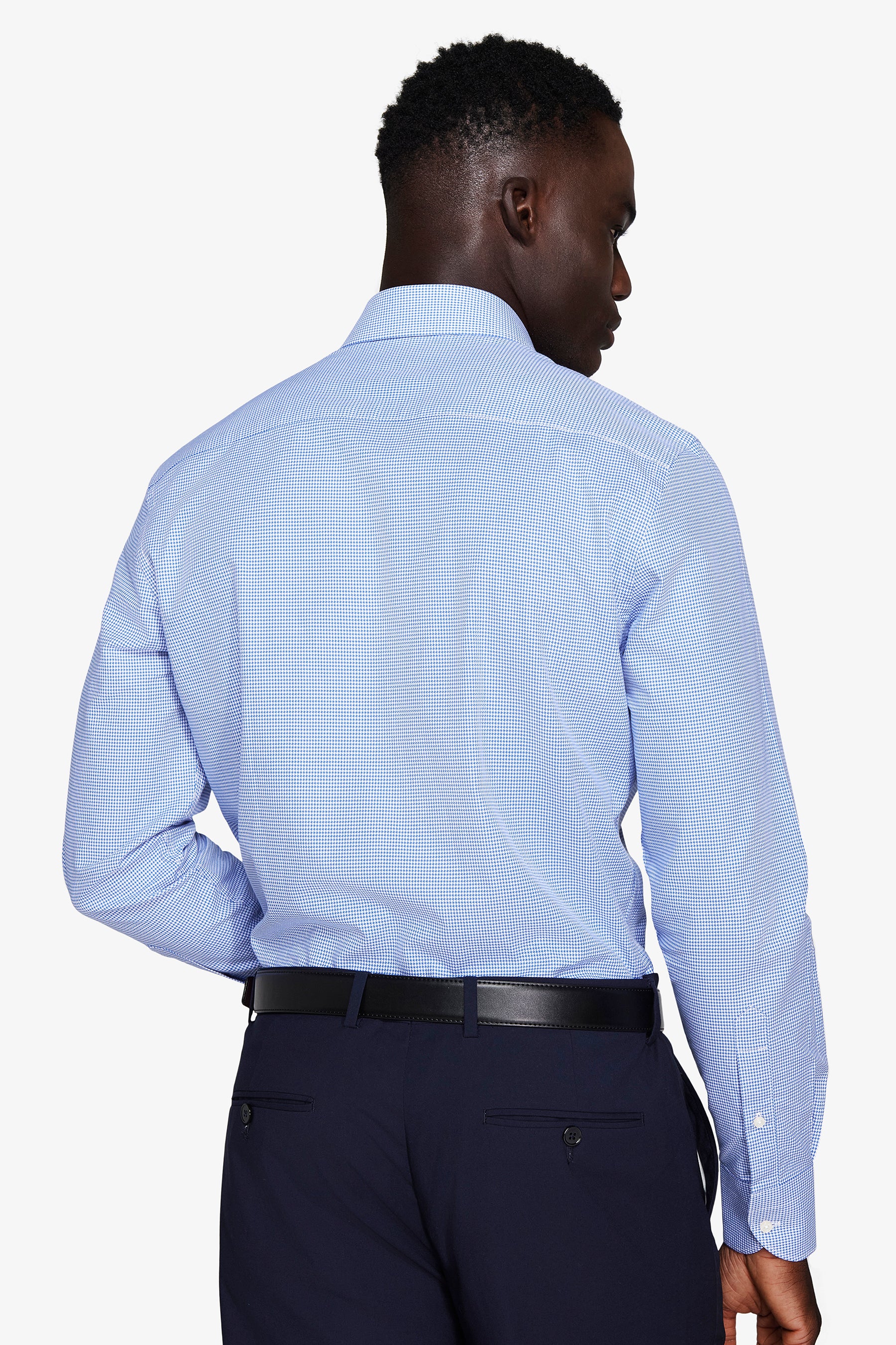 Camicia micro pied de poule azzurra