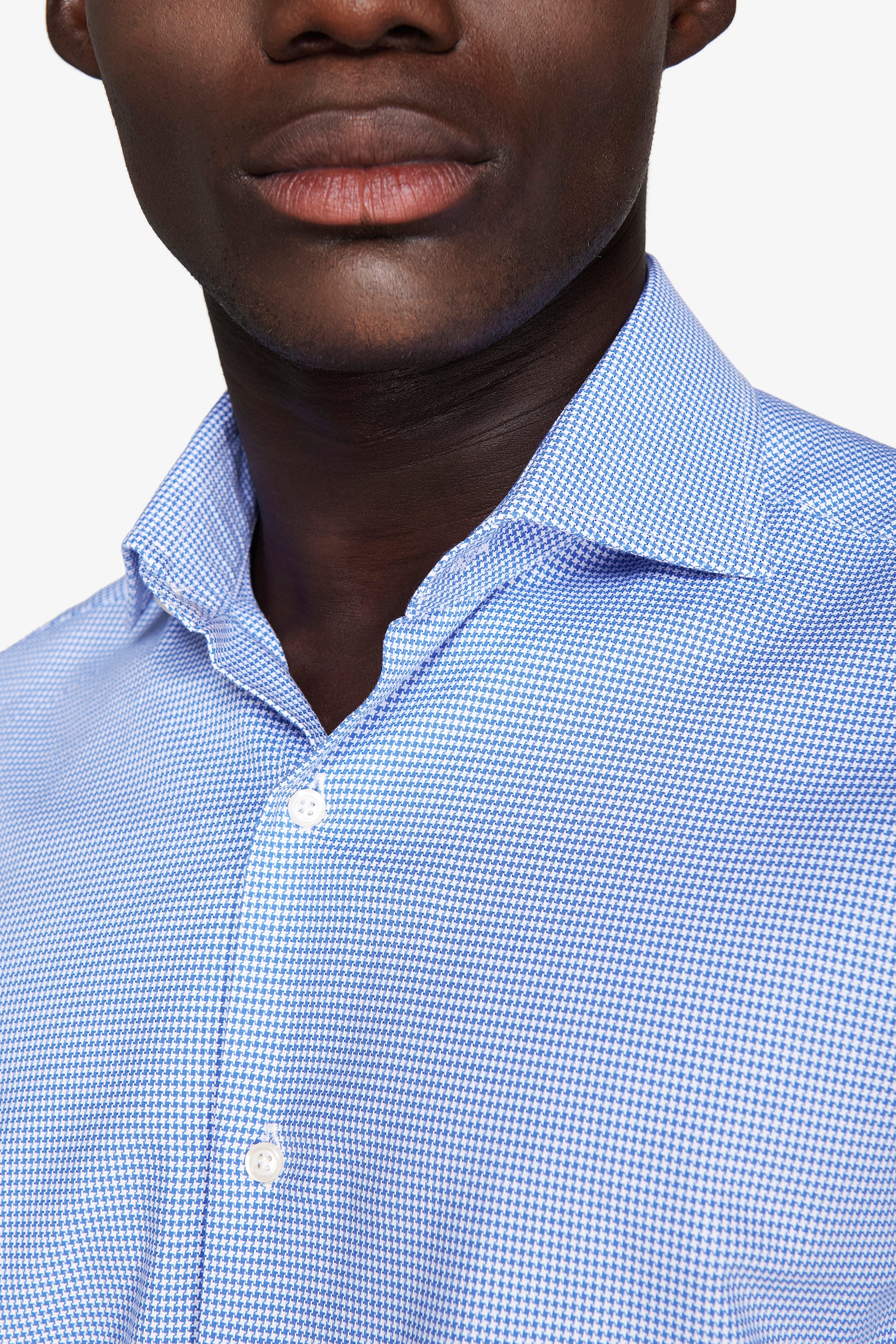 Camicia micro pied de poule azzurra-Dan John