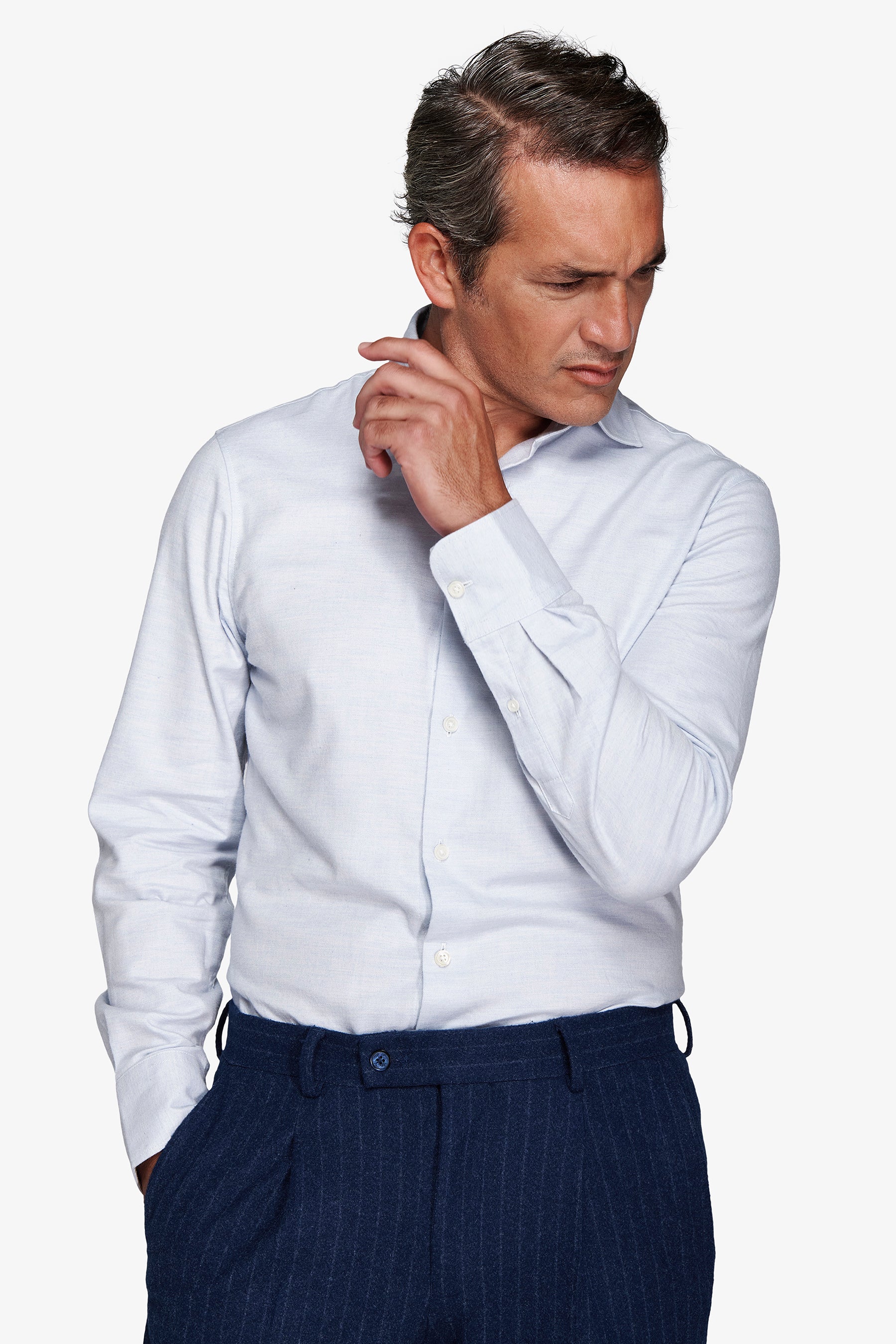 Camisa de algodón efecto franela celeste