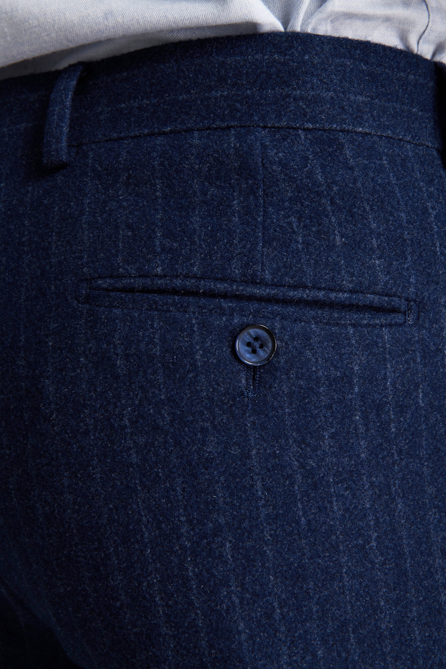 Pantalon effet flanelle rayure diplomatique bleu turquoise