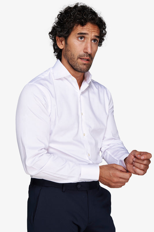 Camicia unita twill bianca slim