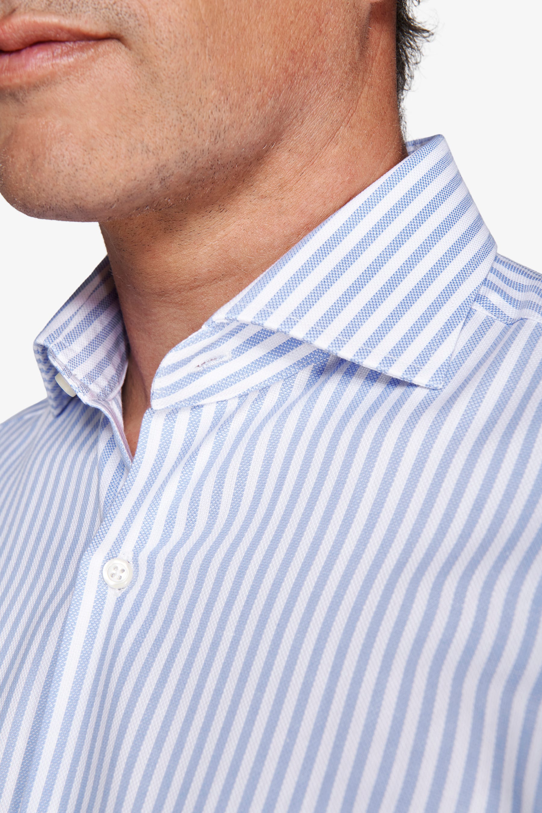 Camicia a righe operata azzurra slim-Dan John