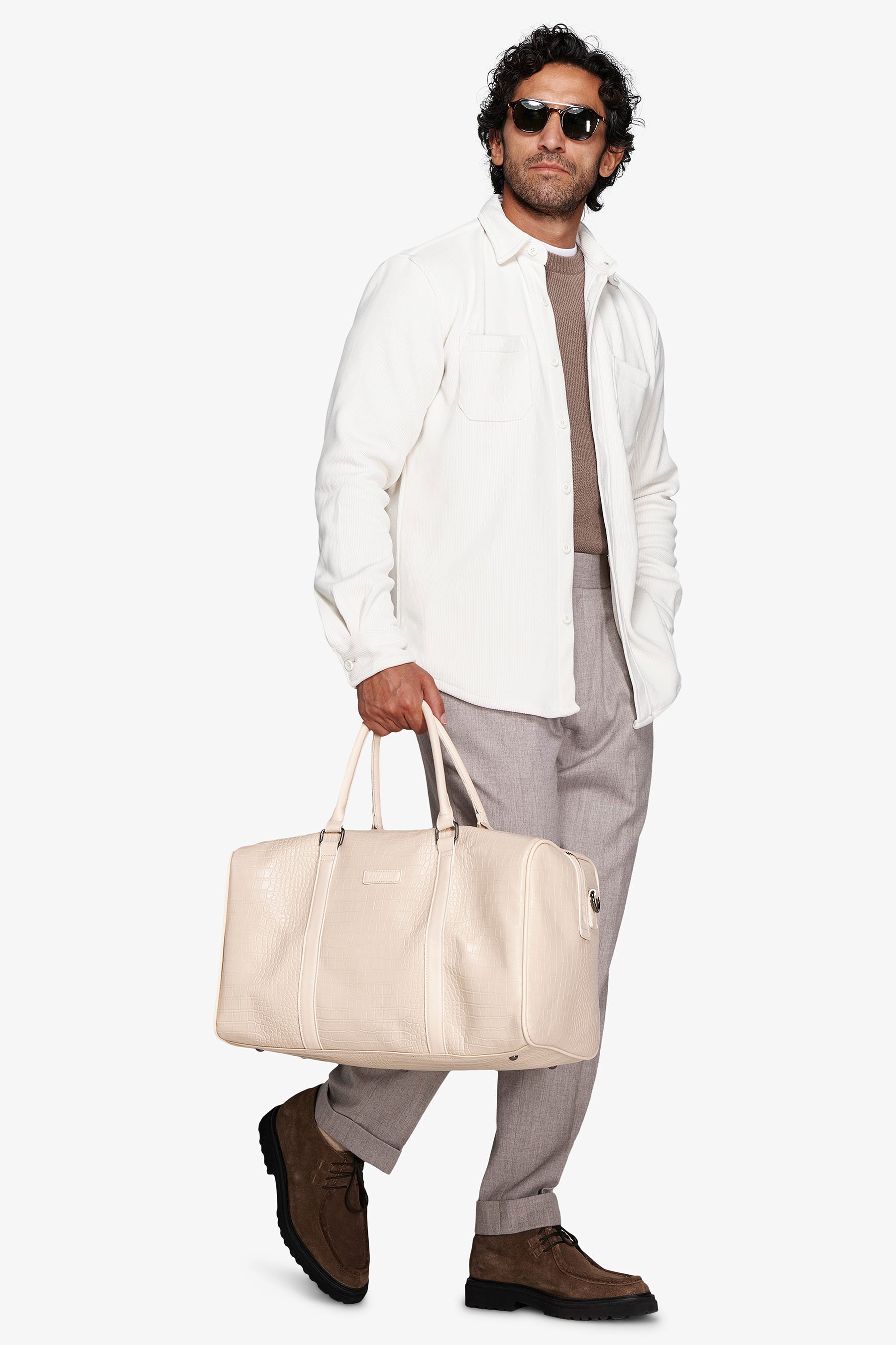 Overshirt effetto velluto a coste panna-Dan John