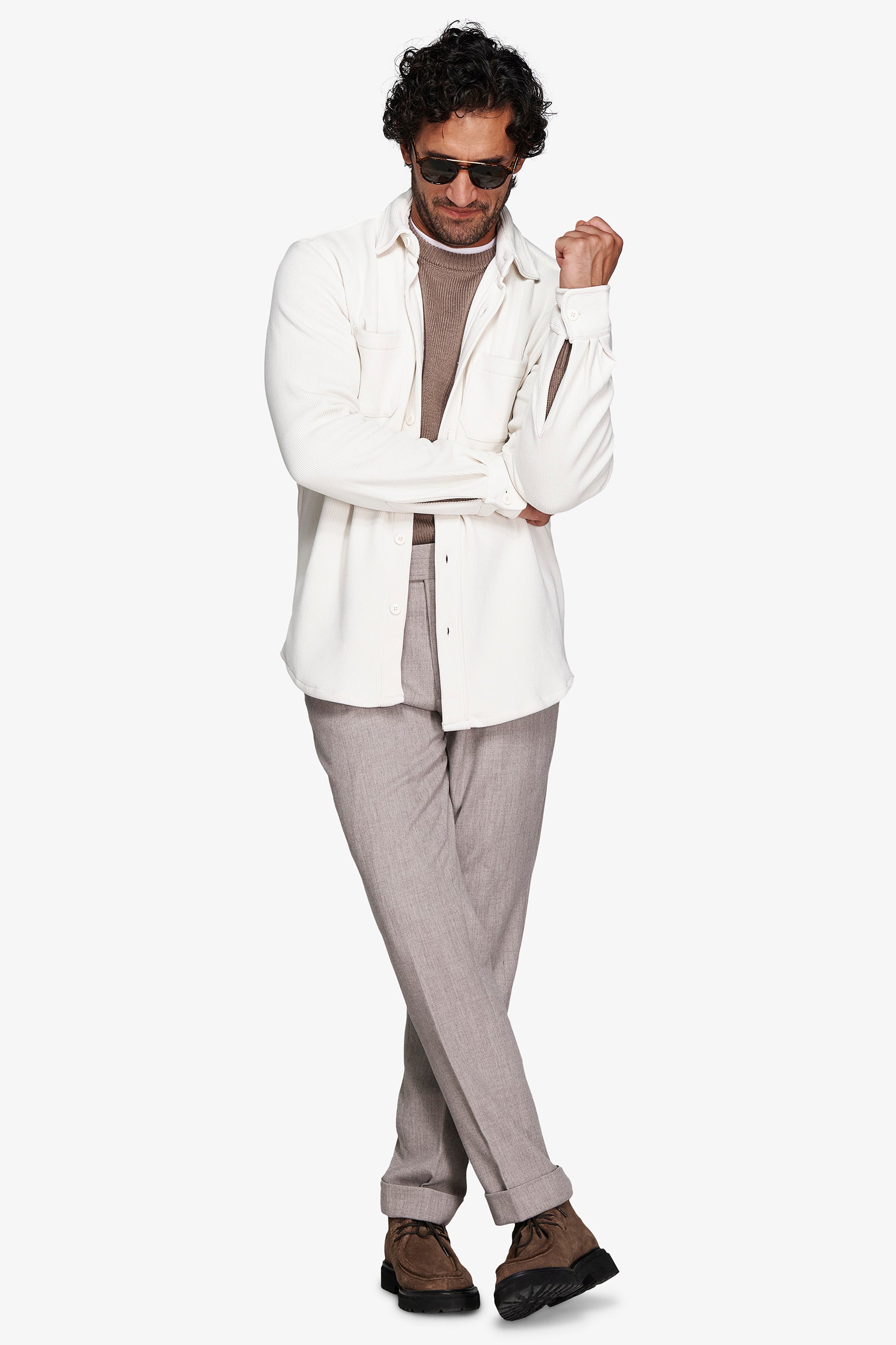 Surchemise crème effet velours côtelé