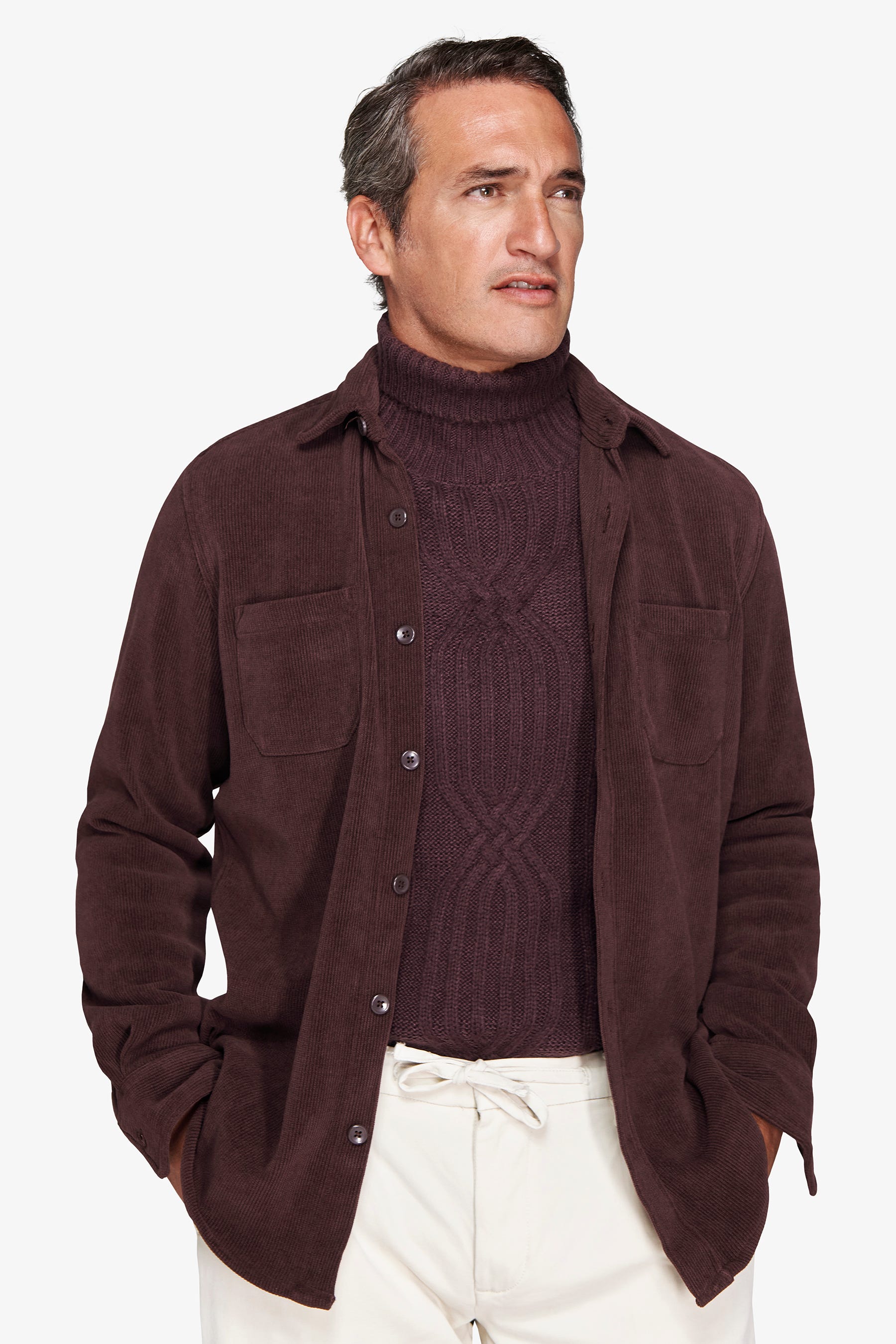 Overshirt effetto velluto a coste bordeaux-Dan John