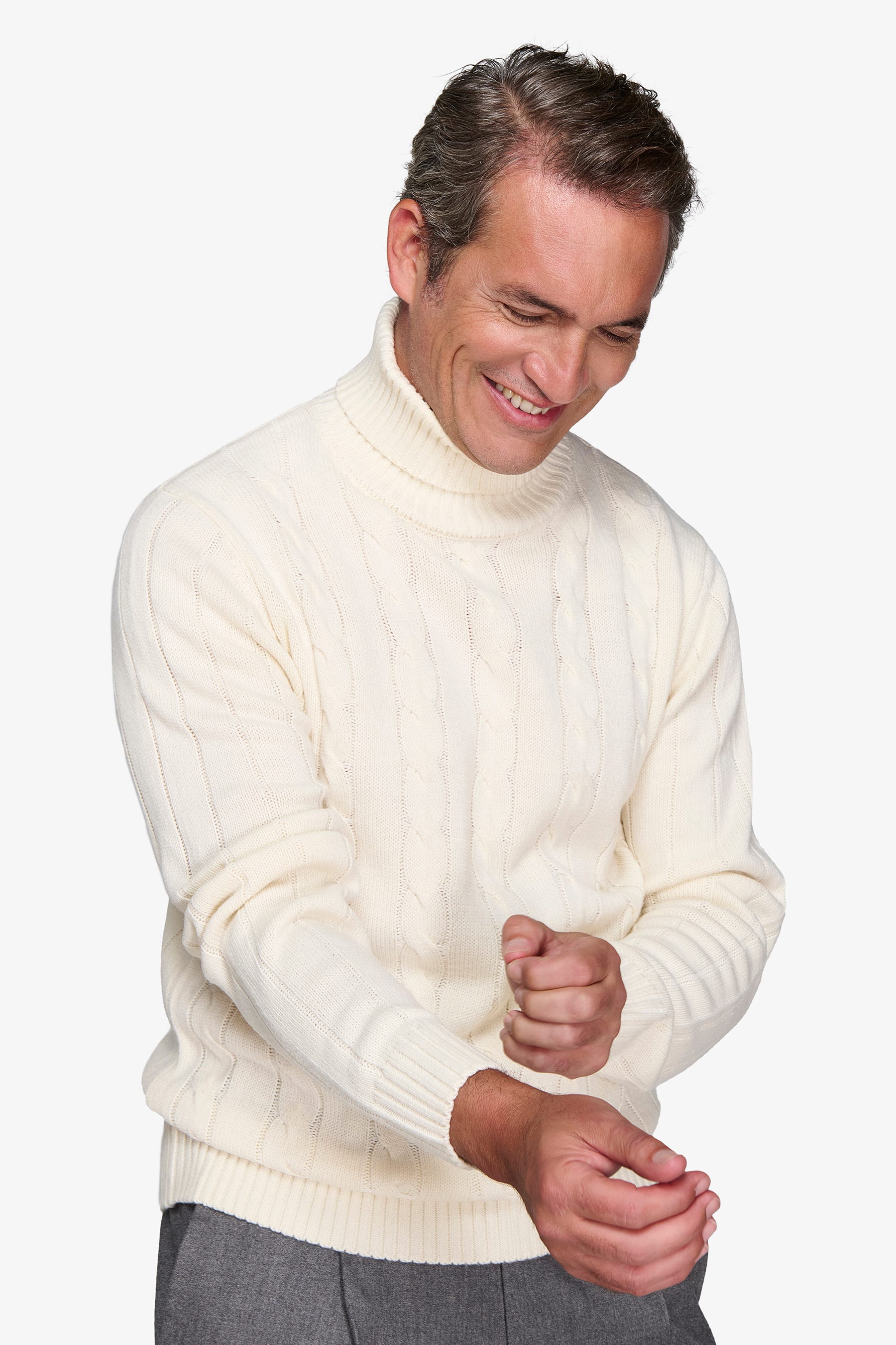 Maglia dolcevita treccia panna-Dan John