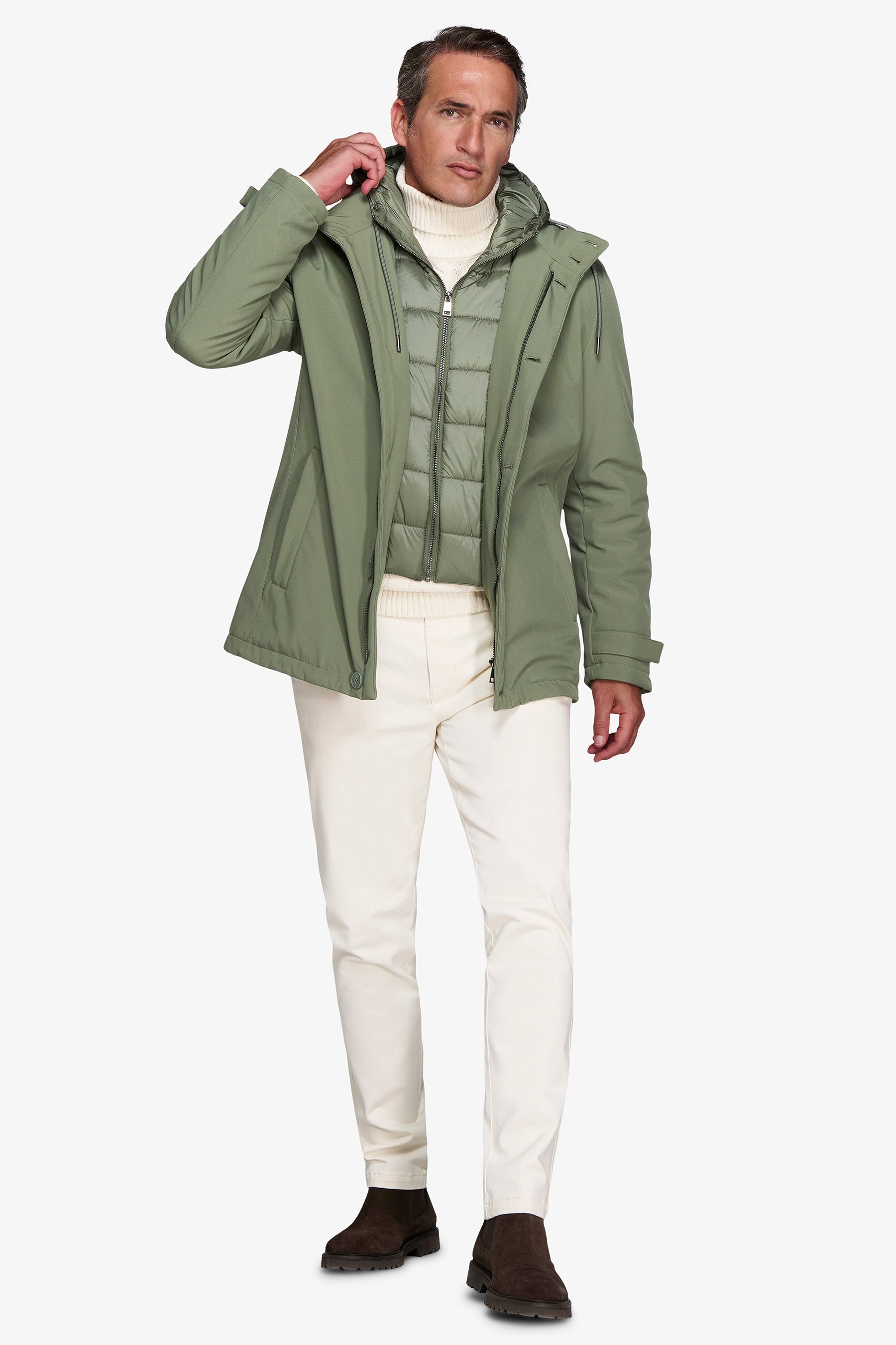 Parka con pettorina verde