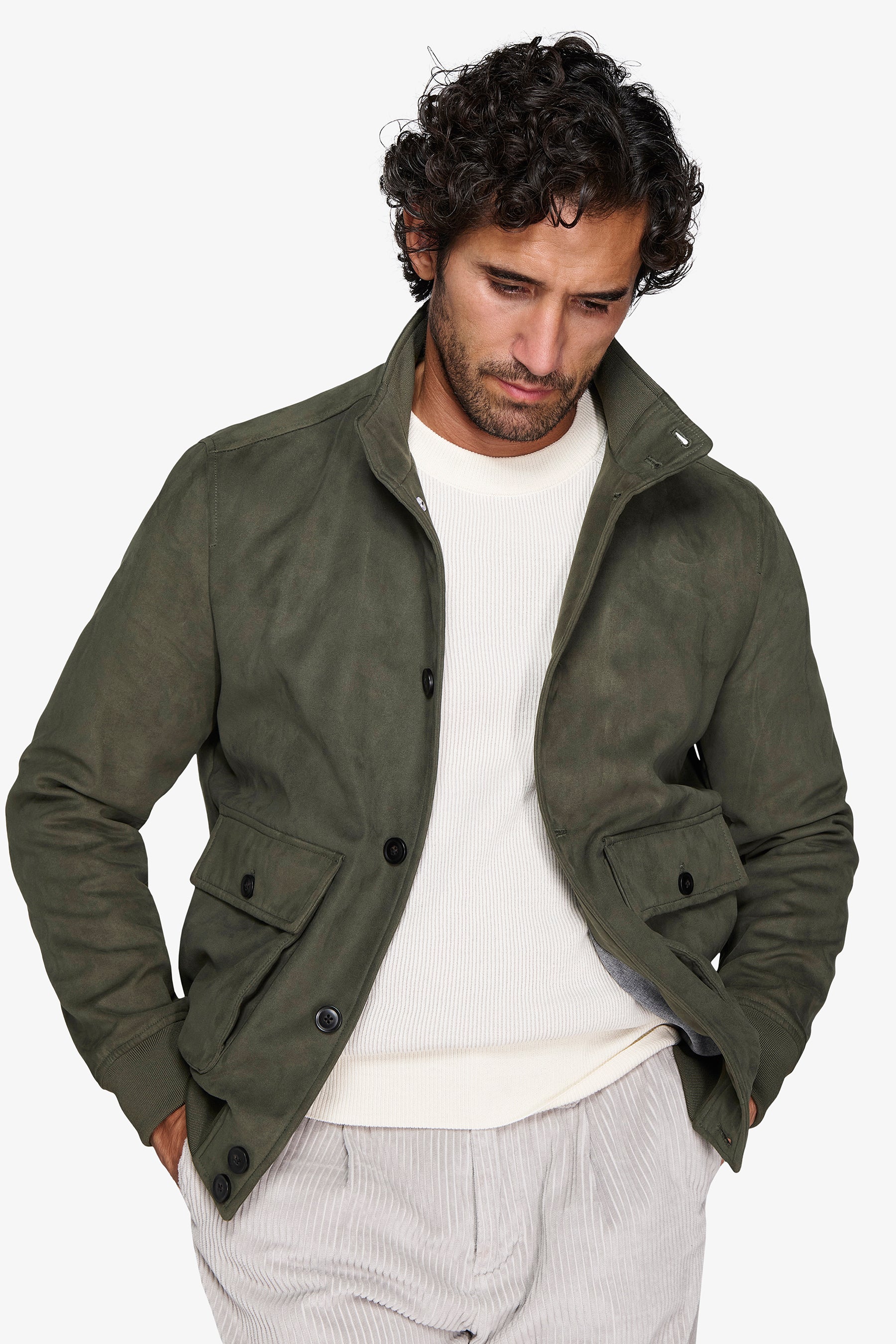 Bomber ecosuede verde