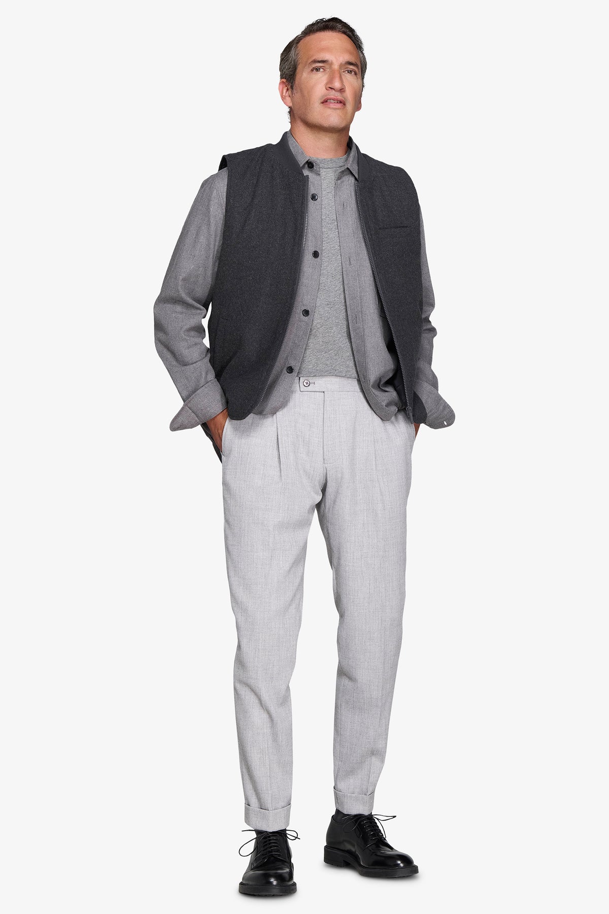 Gilet effetto flanella grigio medio-Dan John