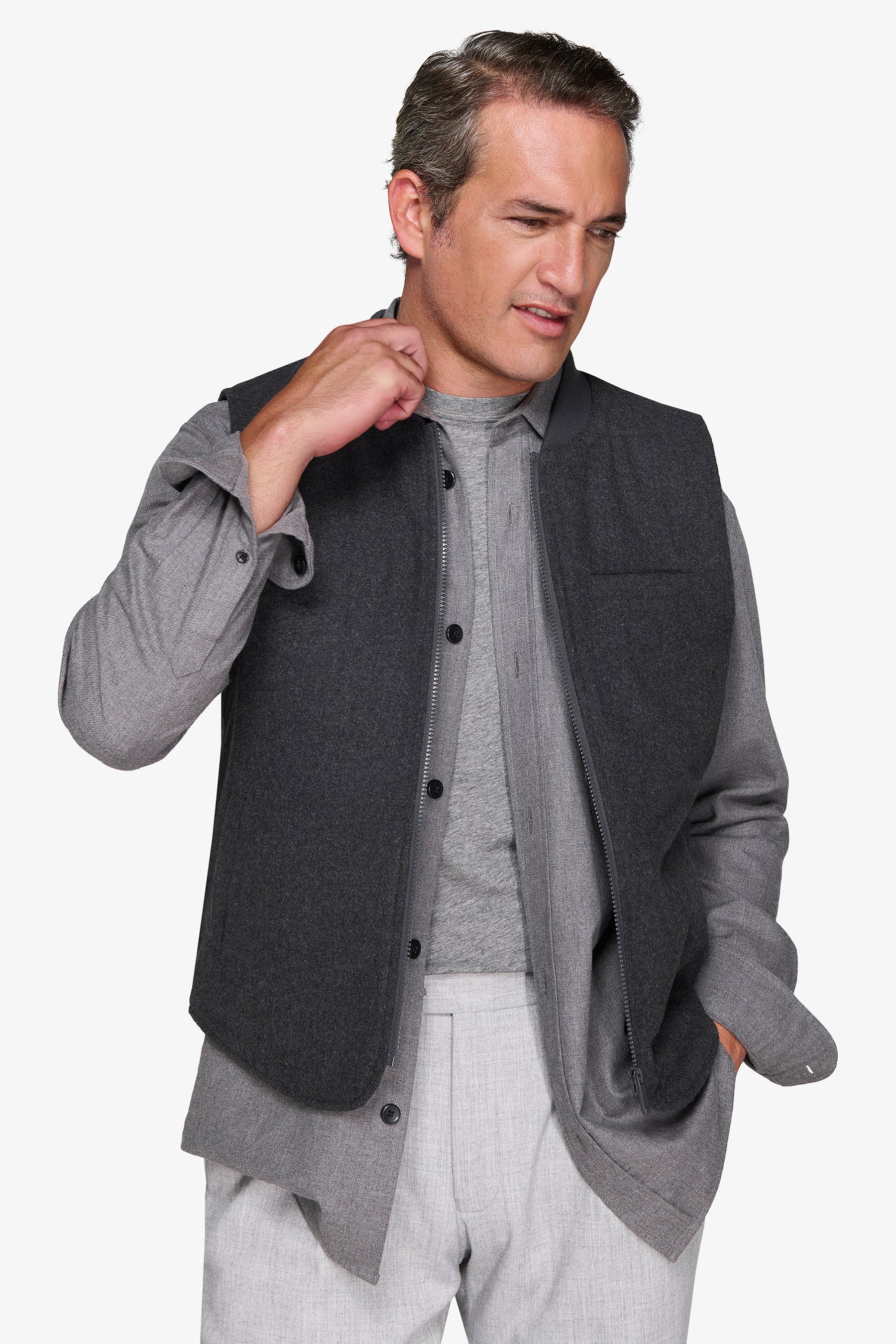 Gilet effetto flanella grigio medio-Dan John
