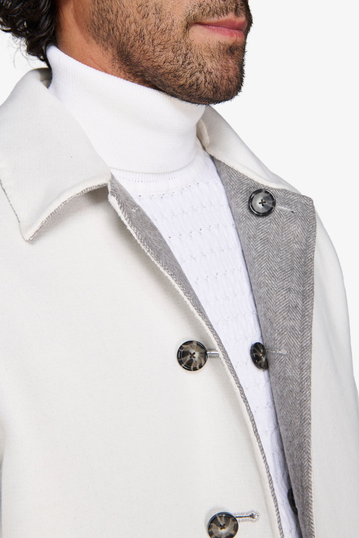 Cappotto reversibile misto lana grigio chiaro