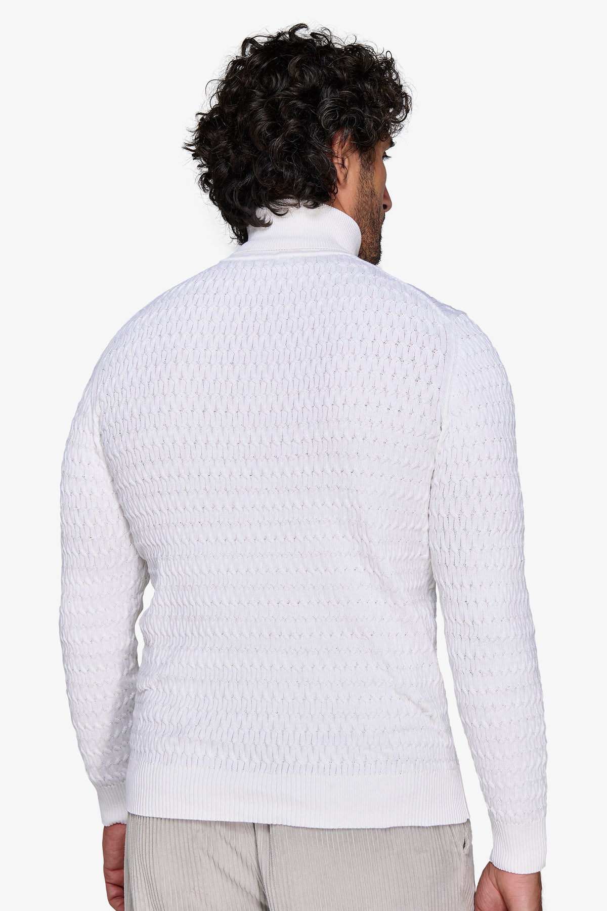 Maglia dolcevita a treccina panna-Dan John