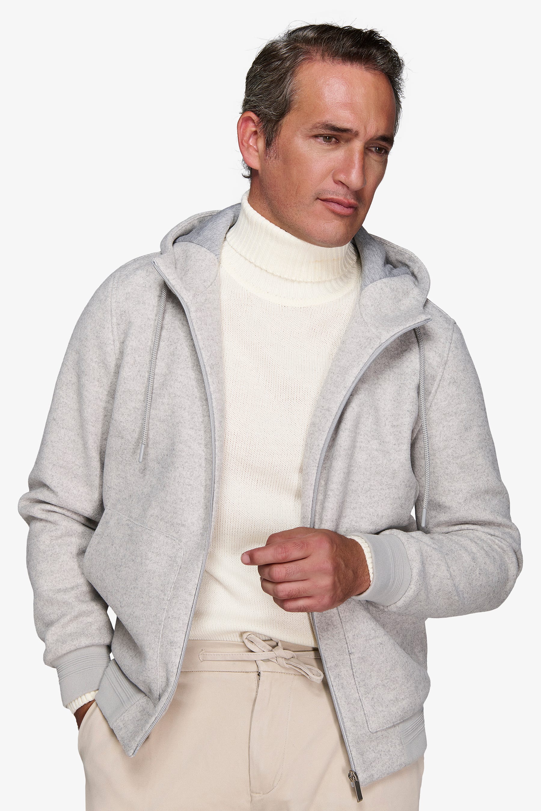 Bomber effetto flanella melange grigio chiaro-Dan John