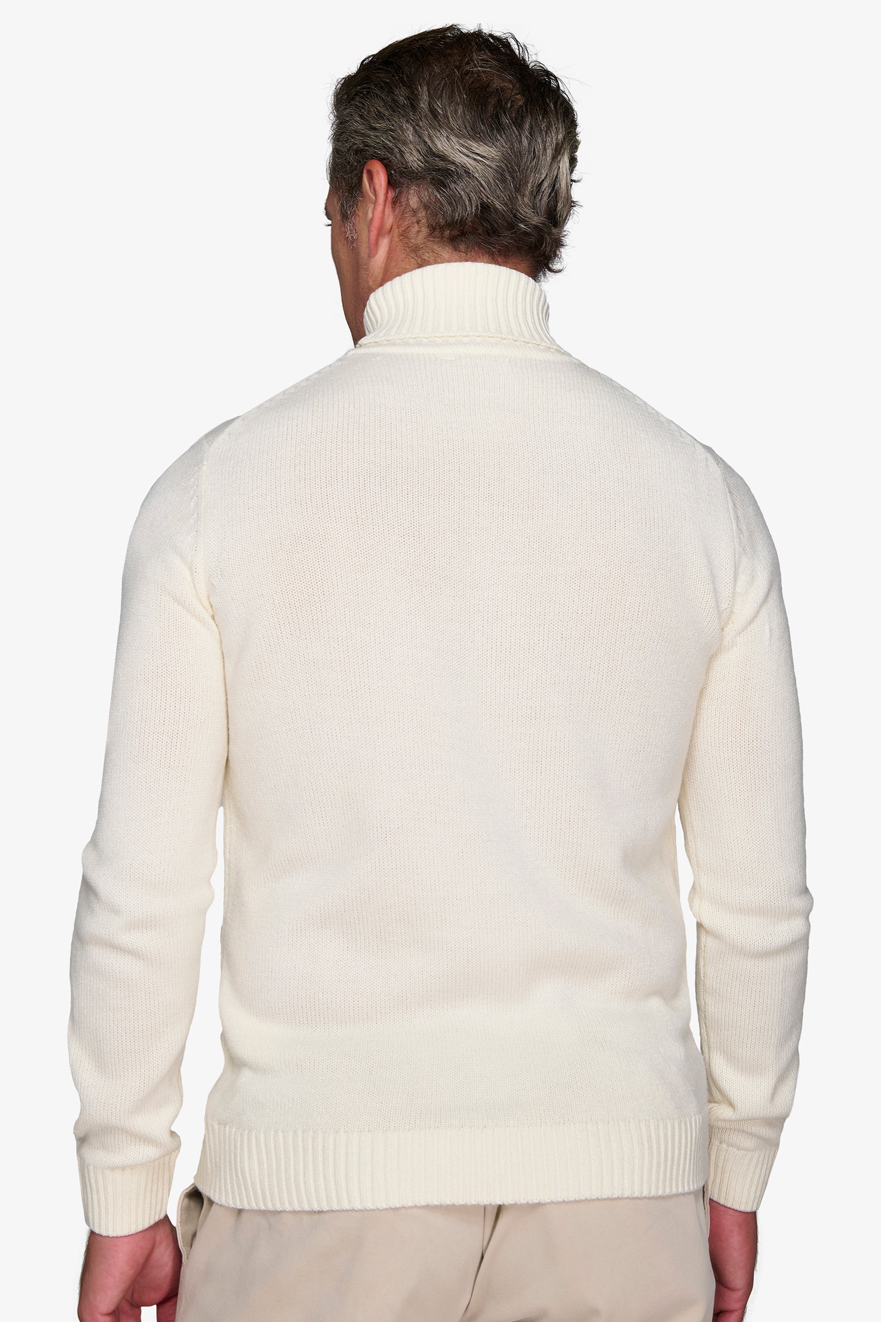 Pull à col roulé crème effet lambswool