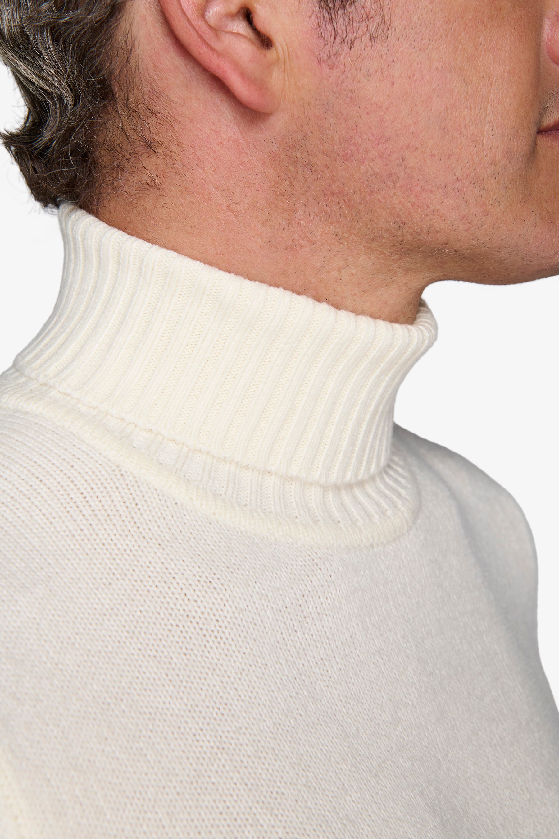 Maglia dolcevita effetto lambswool panna-Dan John