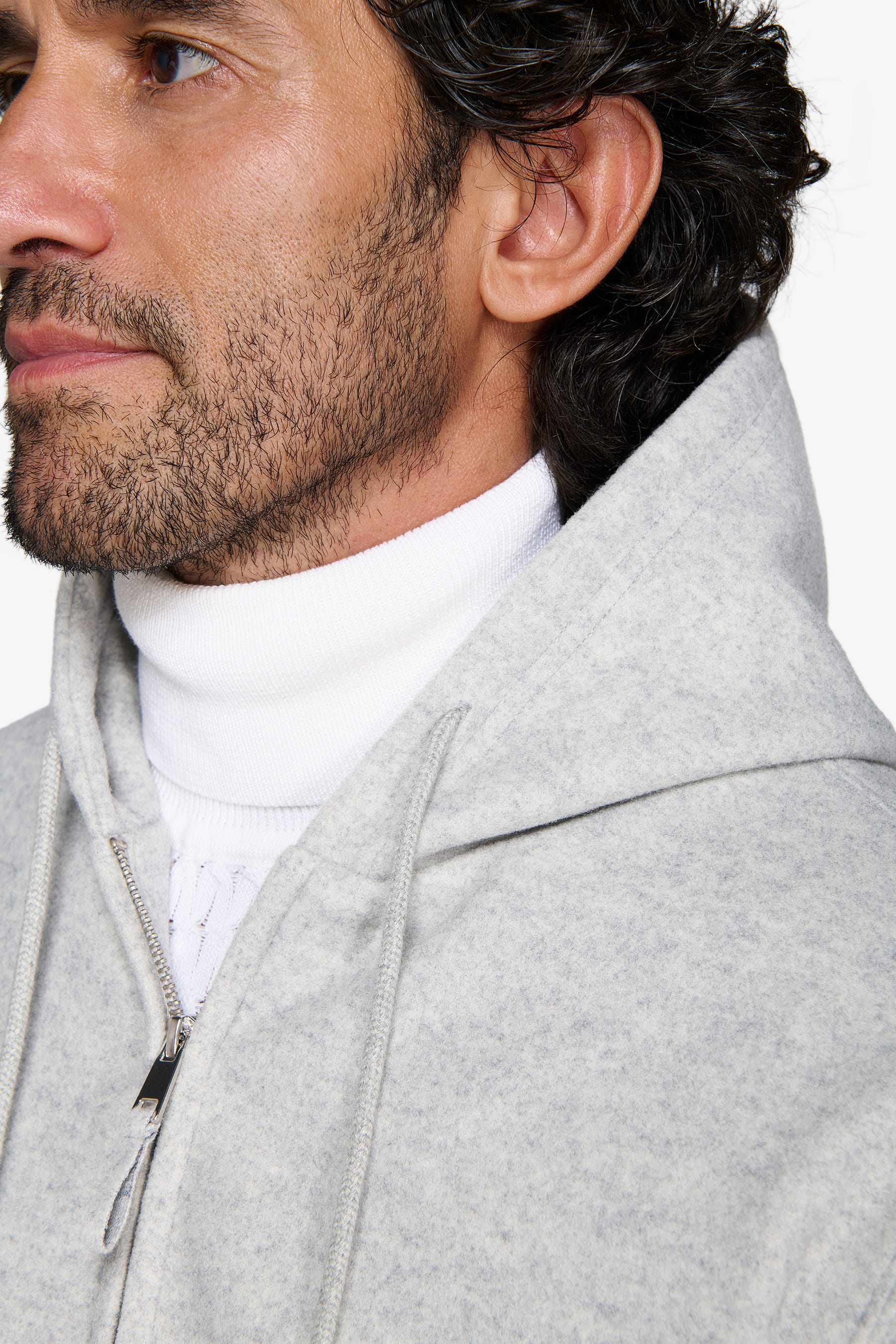 FULL ZIP CON CAPPUCCIO GRIGIO CHIARO-Dan John