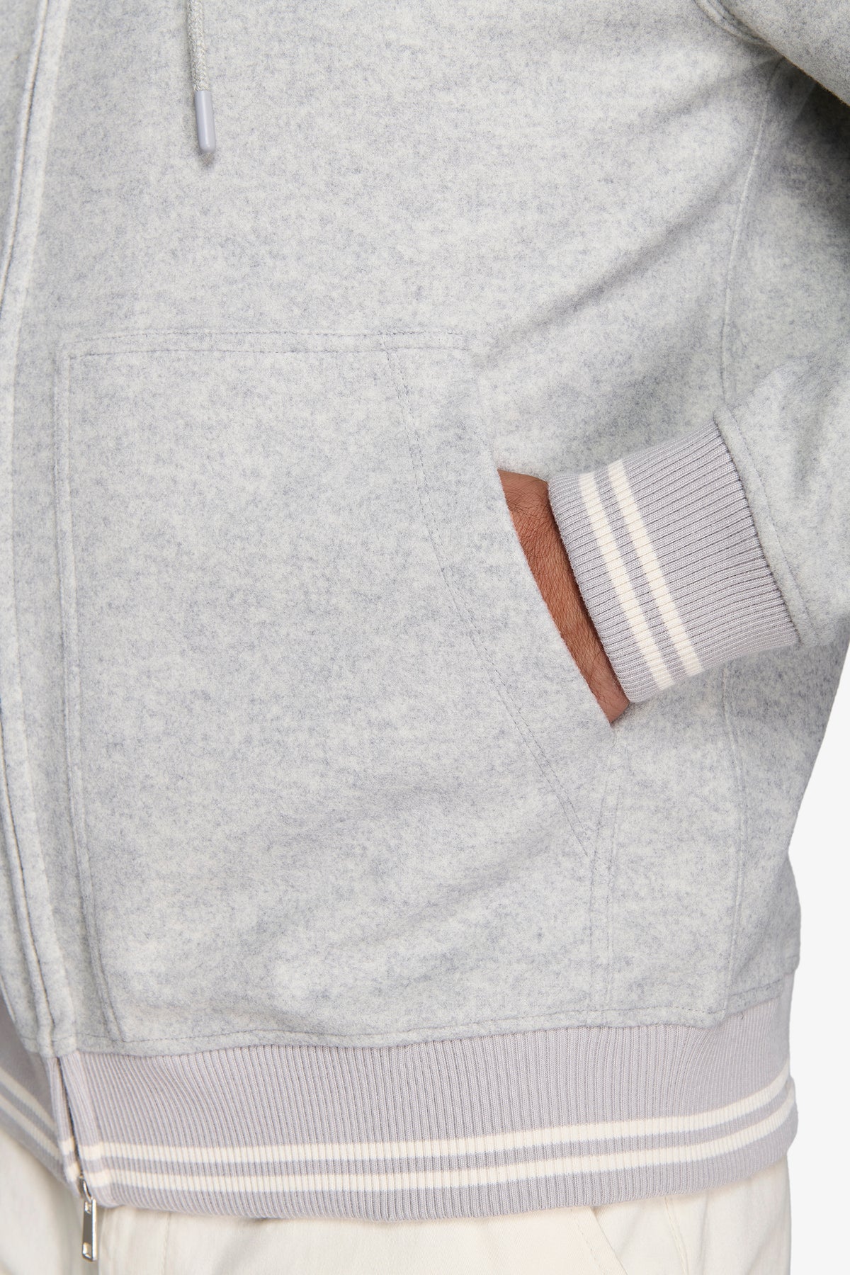 FULL ZIP CON CAPPUCCIO GRIGIO CHIARO-Dan John